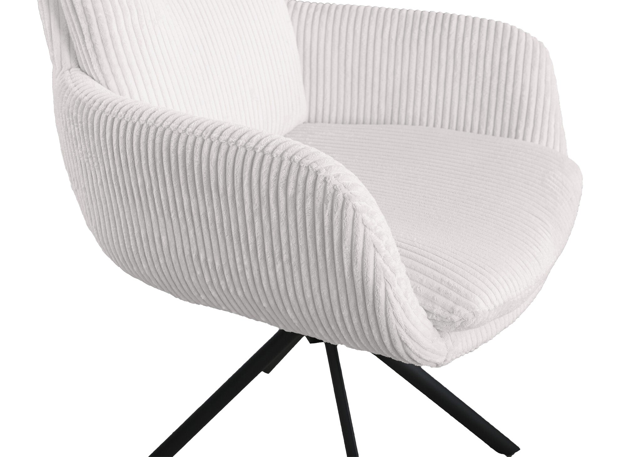 Chaise design avec accoudoirs en velours côtelé blanc écru LOLA
