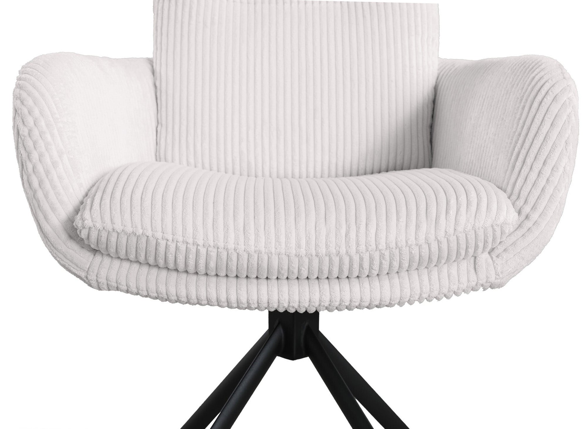 Chaise design avec accoudoirs en velours côtelé blanc écru LOLA