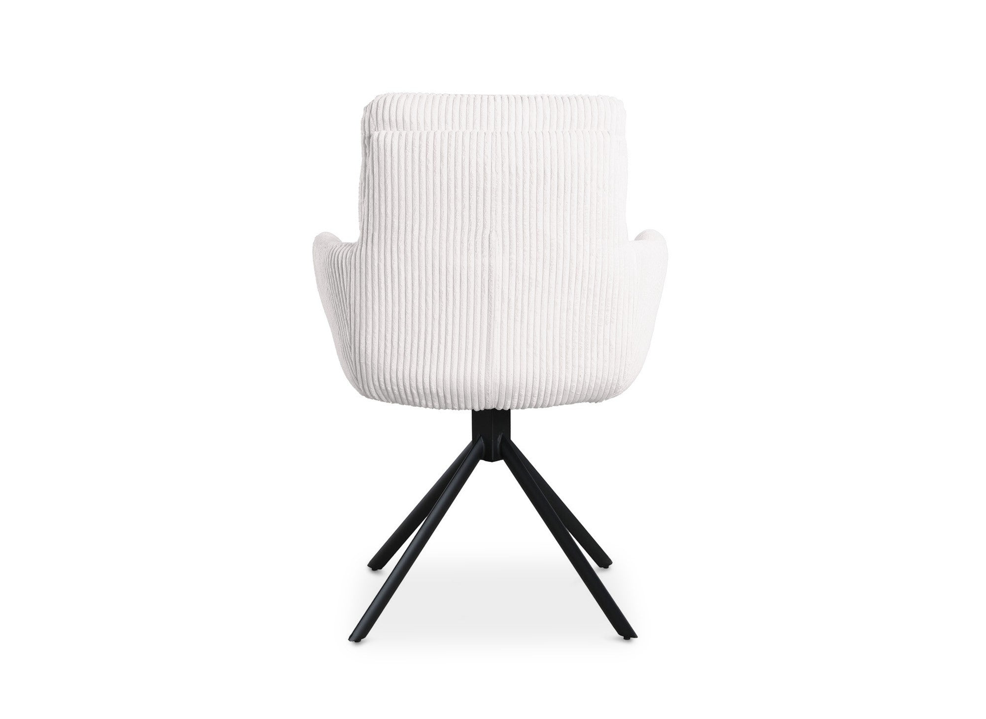 Chaise design avec accoudoirs en velours côtelé blanc écru LOLA