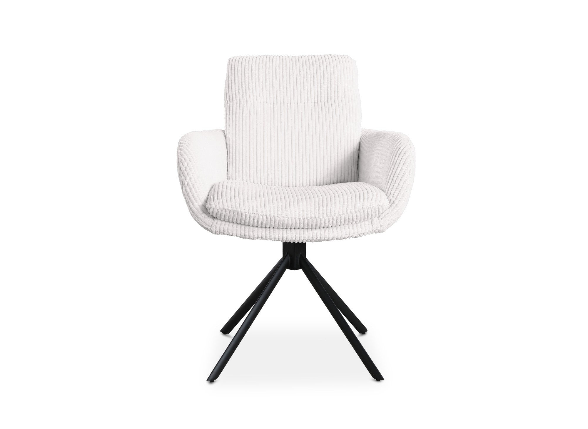 Chaise design avec accoudoirs en velours côtelé blanc écru LOLA