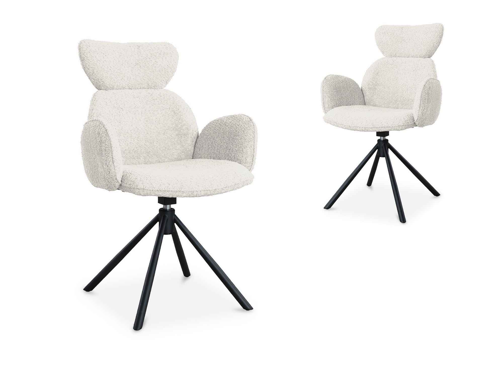 Lot de 2 chaises pivotantes avec accoudoirs en tissu effet peau de mouton beige MAGY