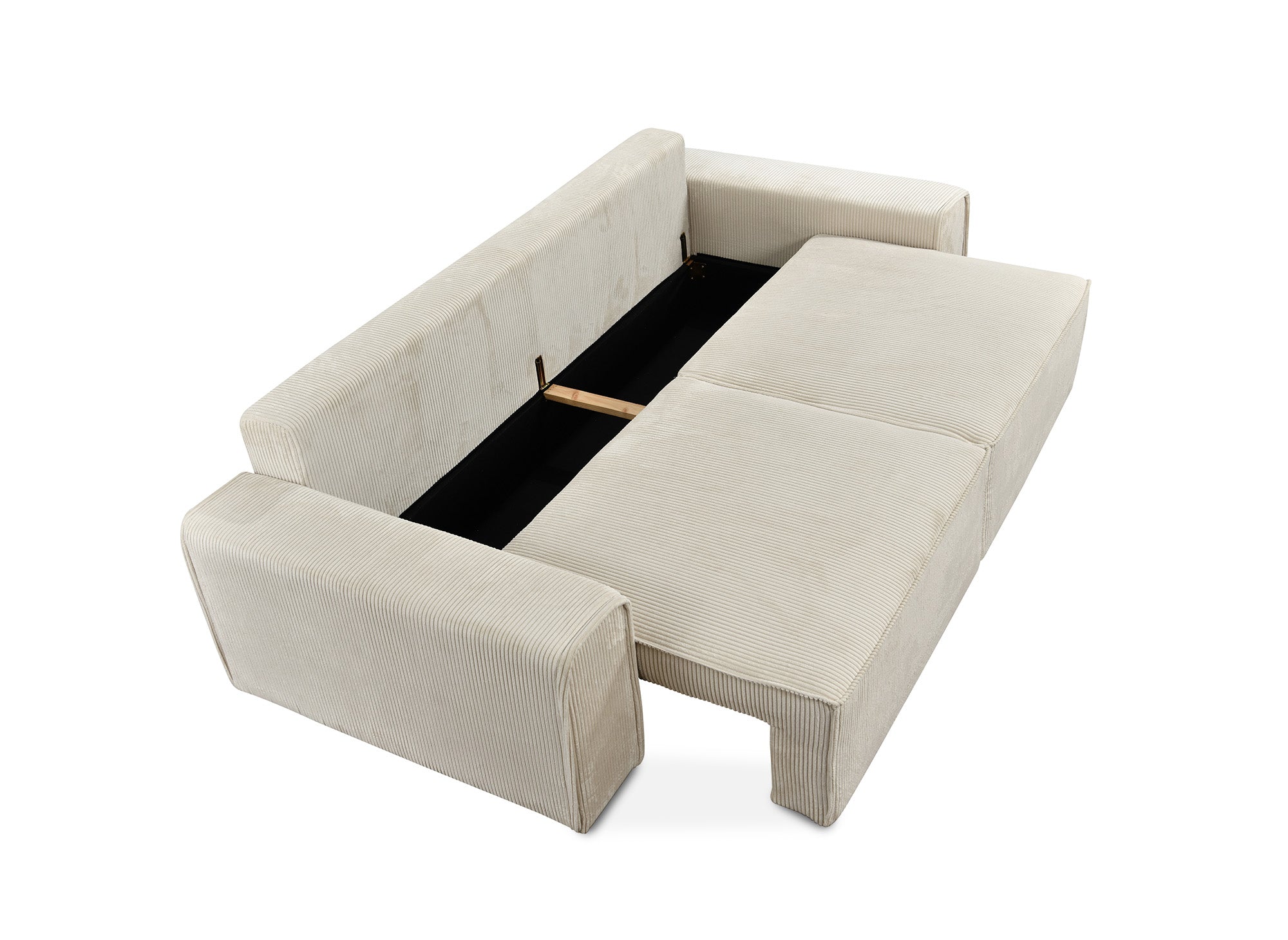 Canapé 3 places convertible avec coffre en velours côtelé épais beige DONA
