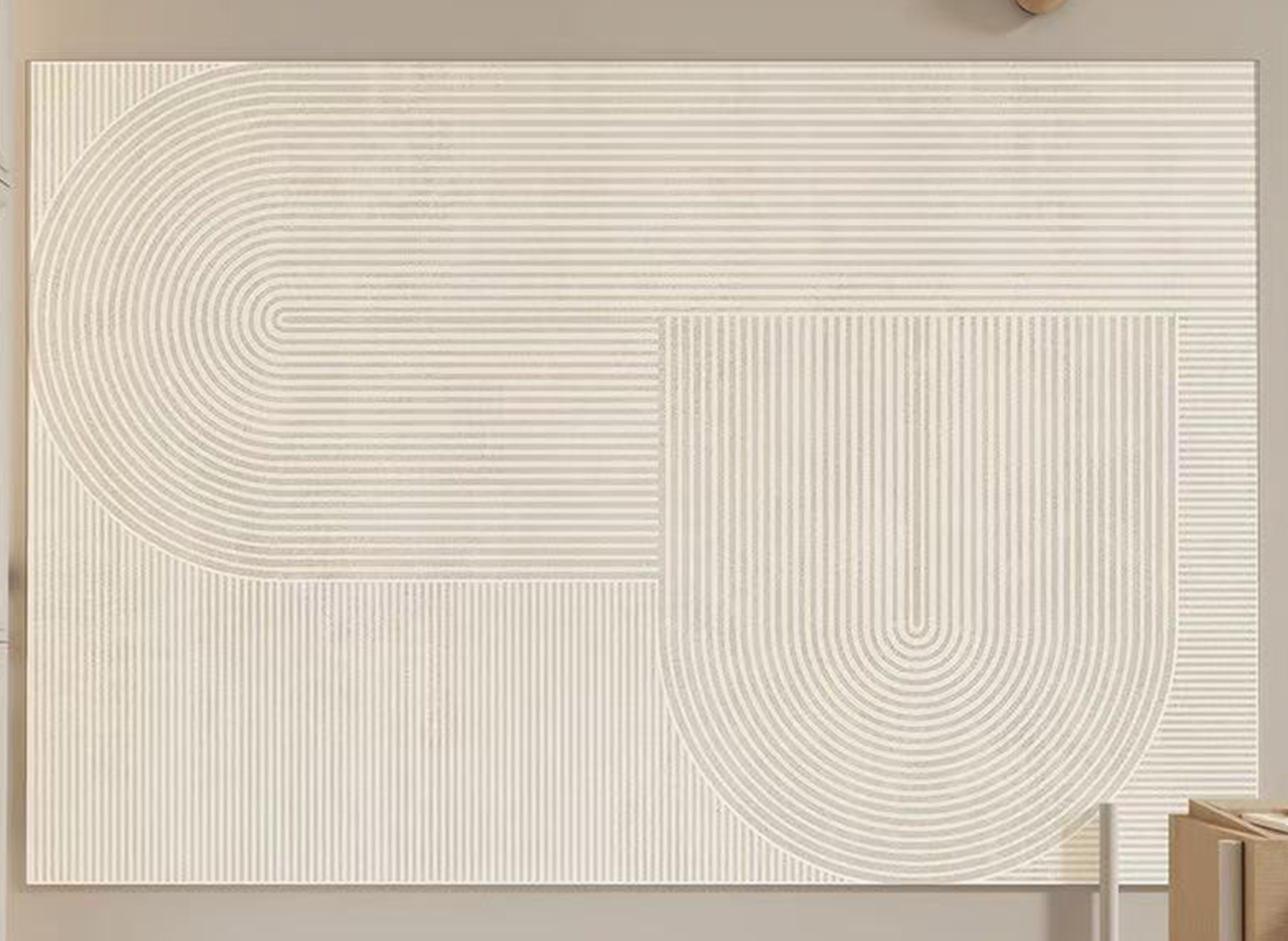 Tapis rectangulaire beige à motif abstrait 160x230cm LUANE