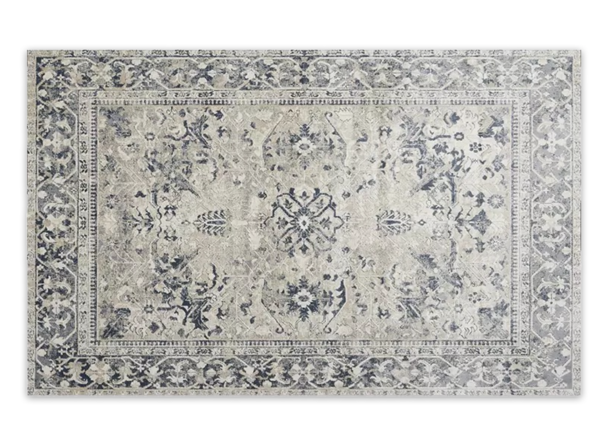 Tapis rectangulaire style oriental gris et blanc 160x230 cm SULTAN