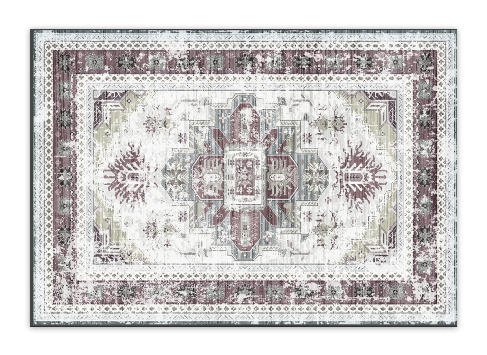 Tapis rectangulaire style oriental gris et blanc 160x230 cm RAJAH