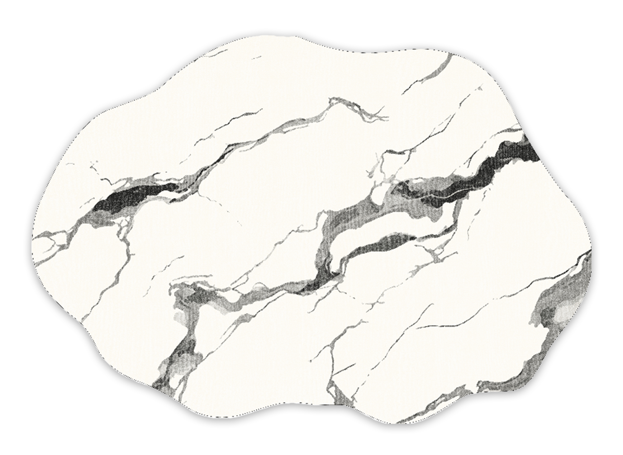 Tapis à forme organique motifs marbre noir et blanc en tissu effet cachemire 160x230 cm ZAEL