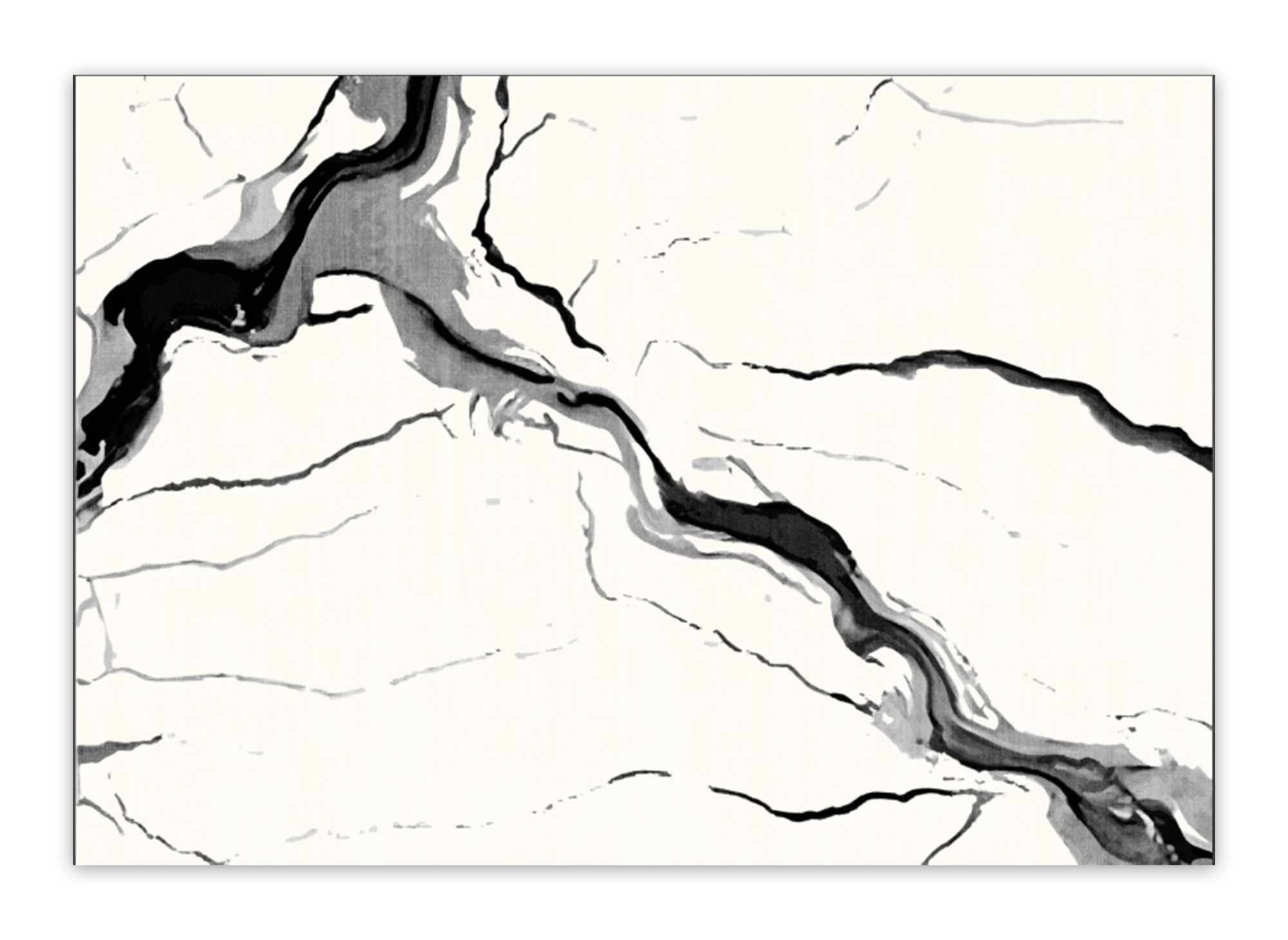 Tapis rectangulaire à motifs marbre noir et blanc en tissu effet cachemire 160x230 cm ZAEL