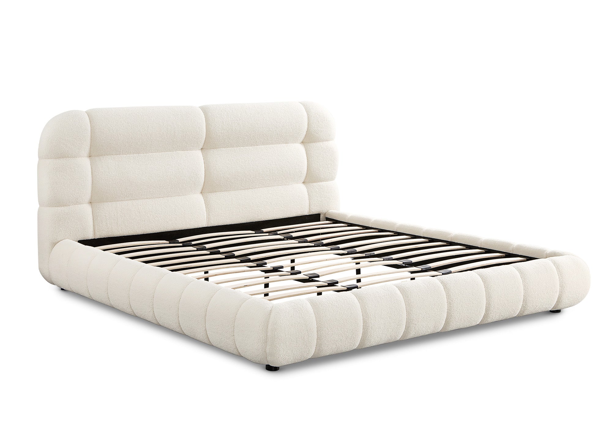 Letto matrimoniale in tessuto french terry ecrù 180x200 cm YOURI