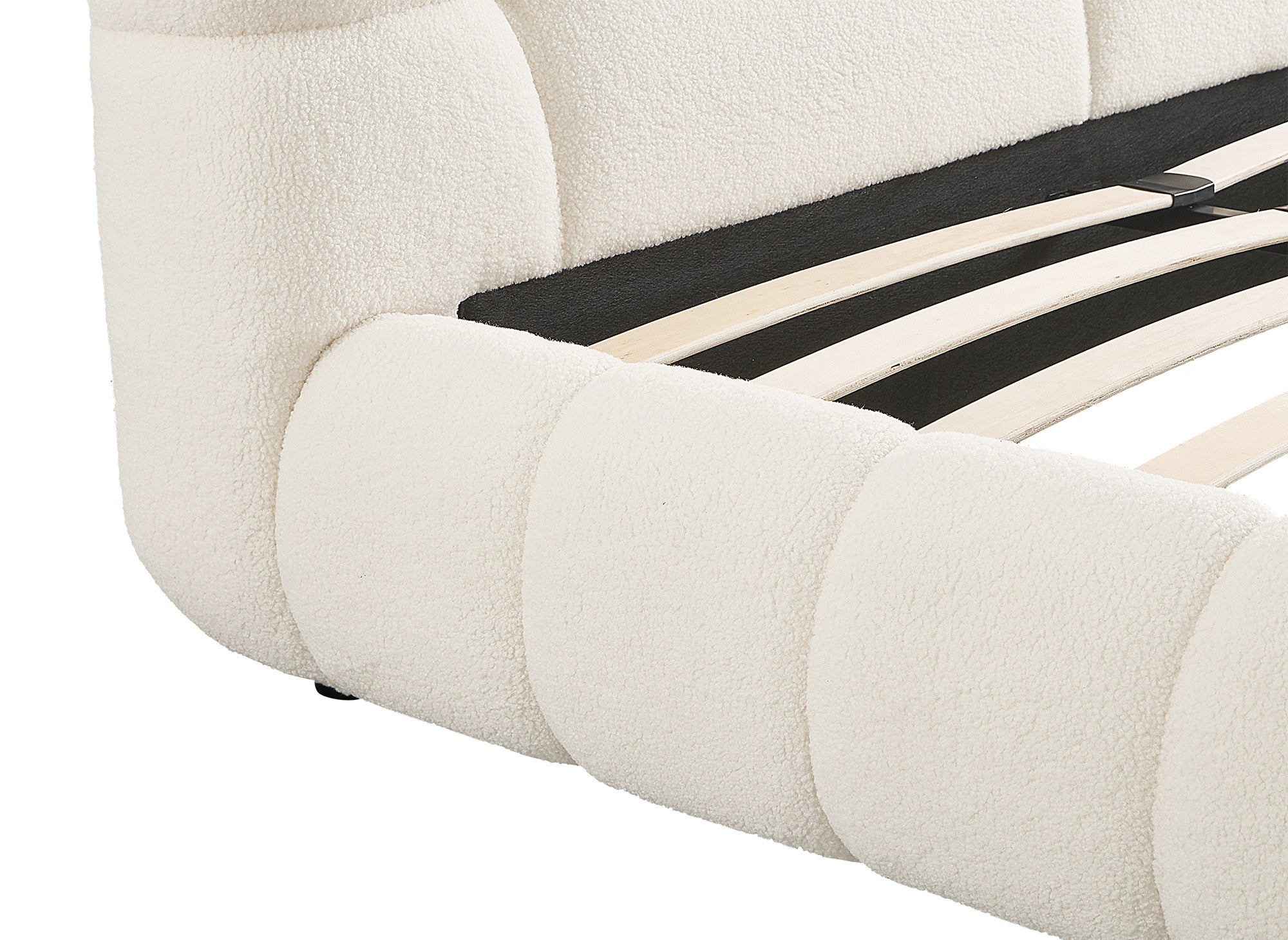 Lit double en tissu bouclette écru 160x200 cm YOURI