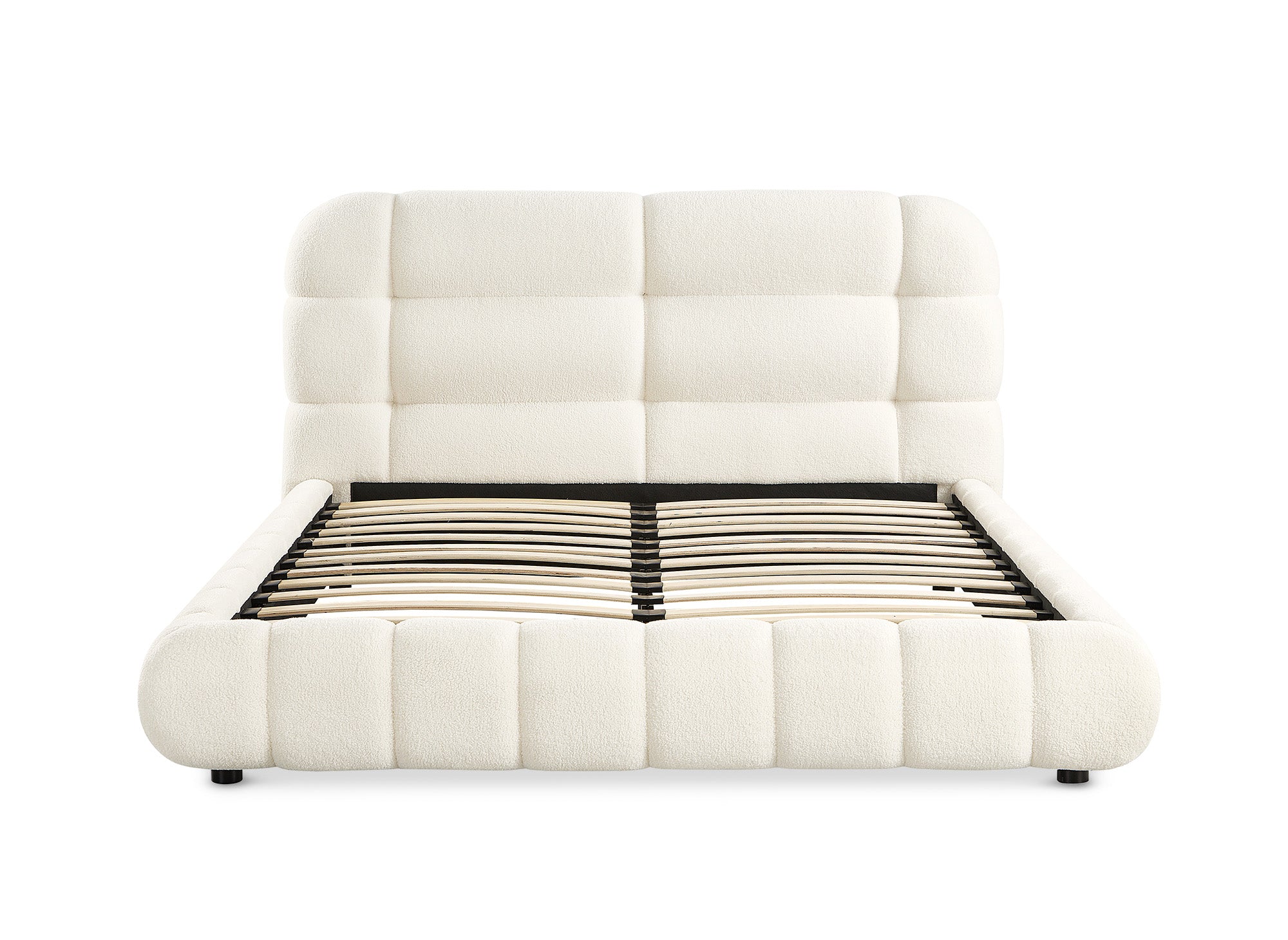 Lit double en tissu bouclette écru 160x200 cm YOURI