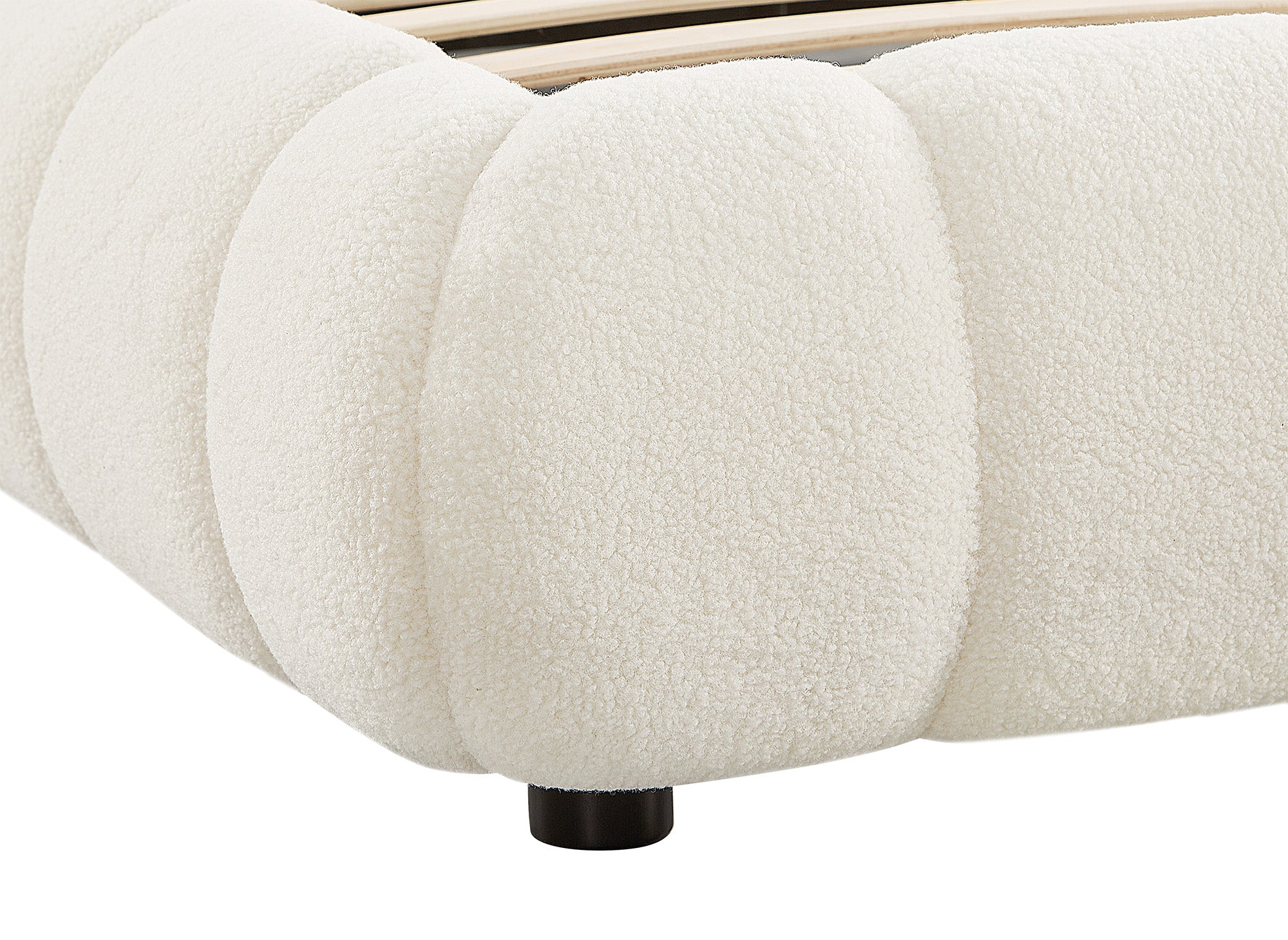 Lit double en tissu bouclette écru 140x190 cm YOURI