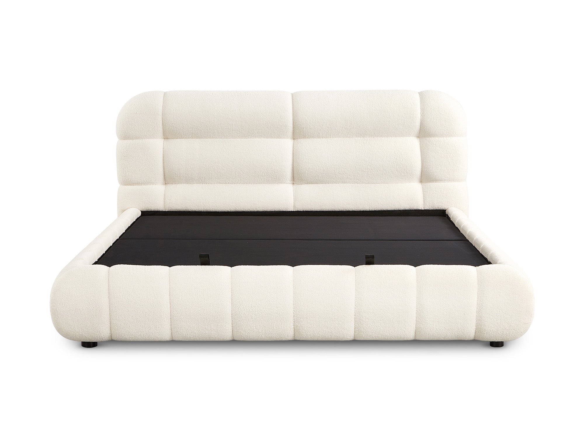 Lit coffre en tissu bouclette écru 180x200 cm YOURI