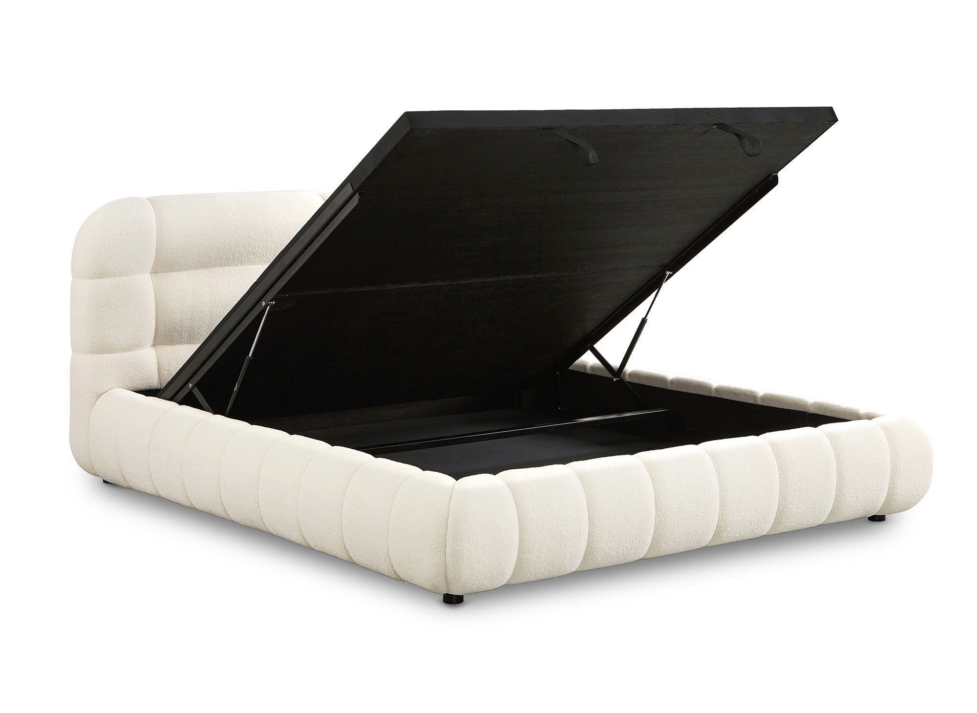 Lit coffre en tissu bouclette écru 180x200 cm YOURI