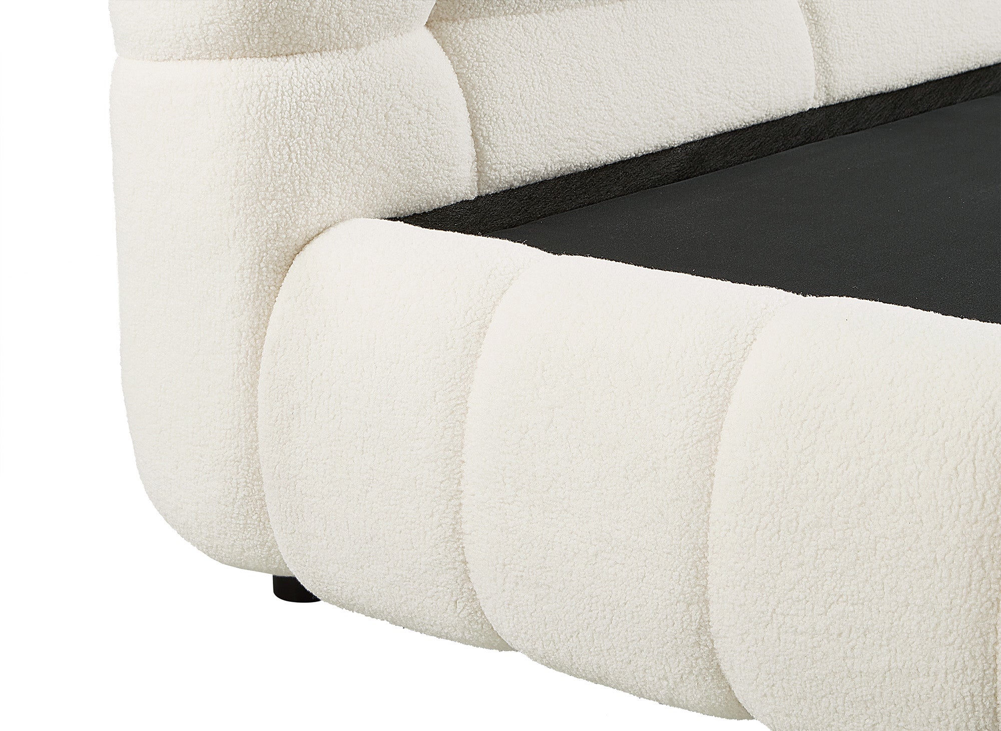 Lit coffre en tissu bouclette écru 140x190 cm YOURI