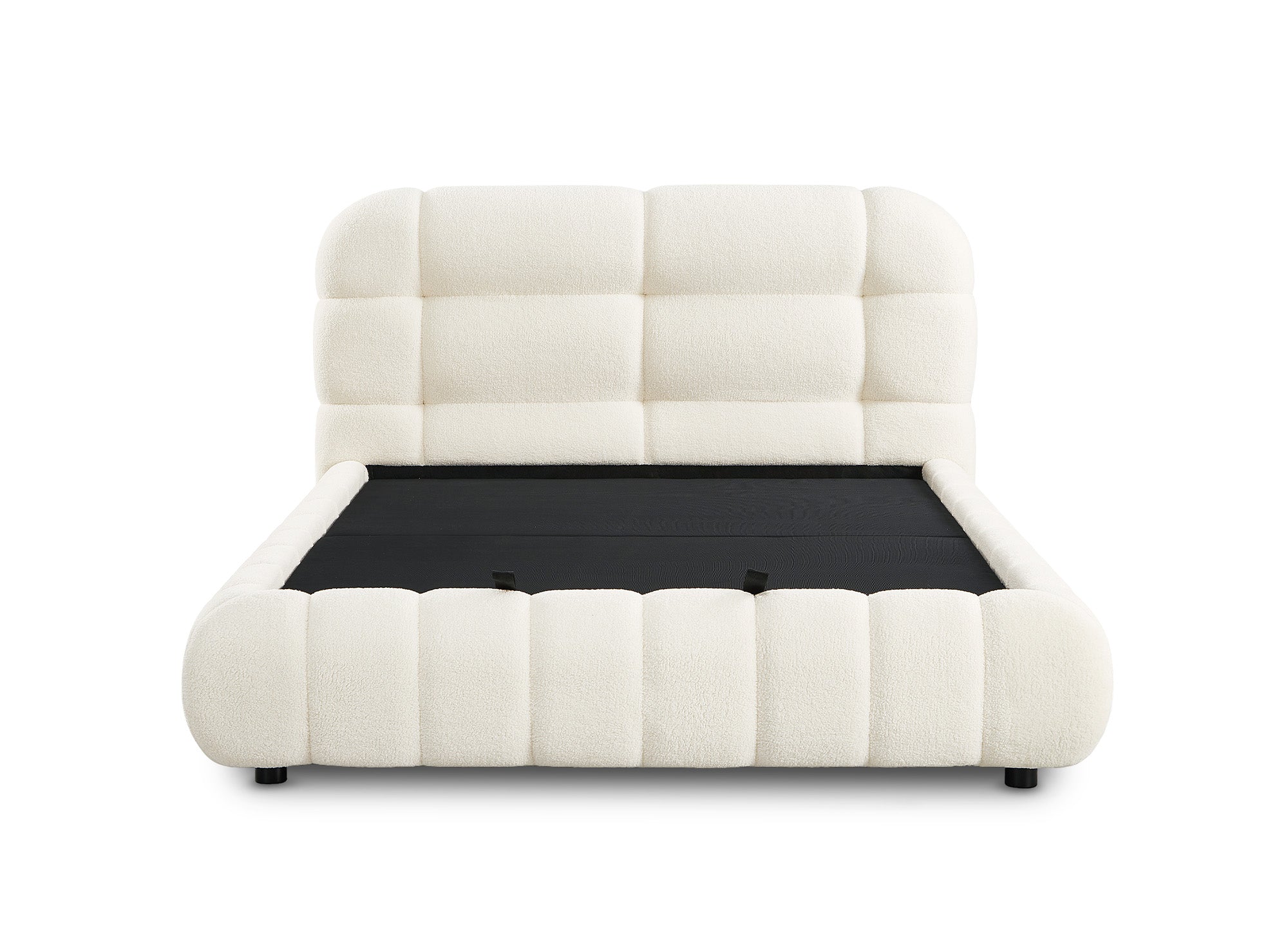 Lit coffre en tissu bouclette écru 140x190 cm YOURI