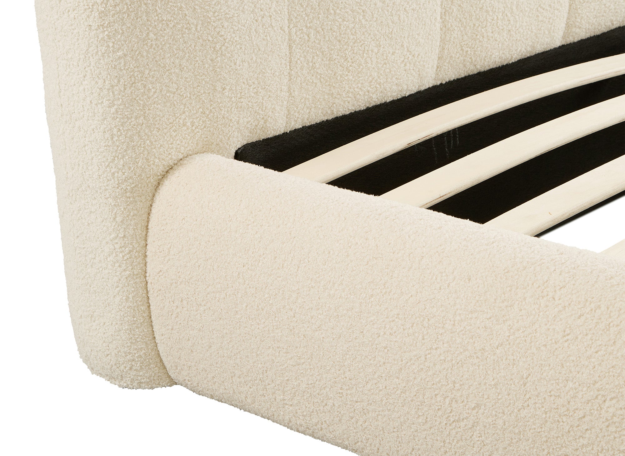 Lit double en tissu bouclette beige 140x190cm BISCUIT