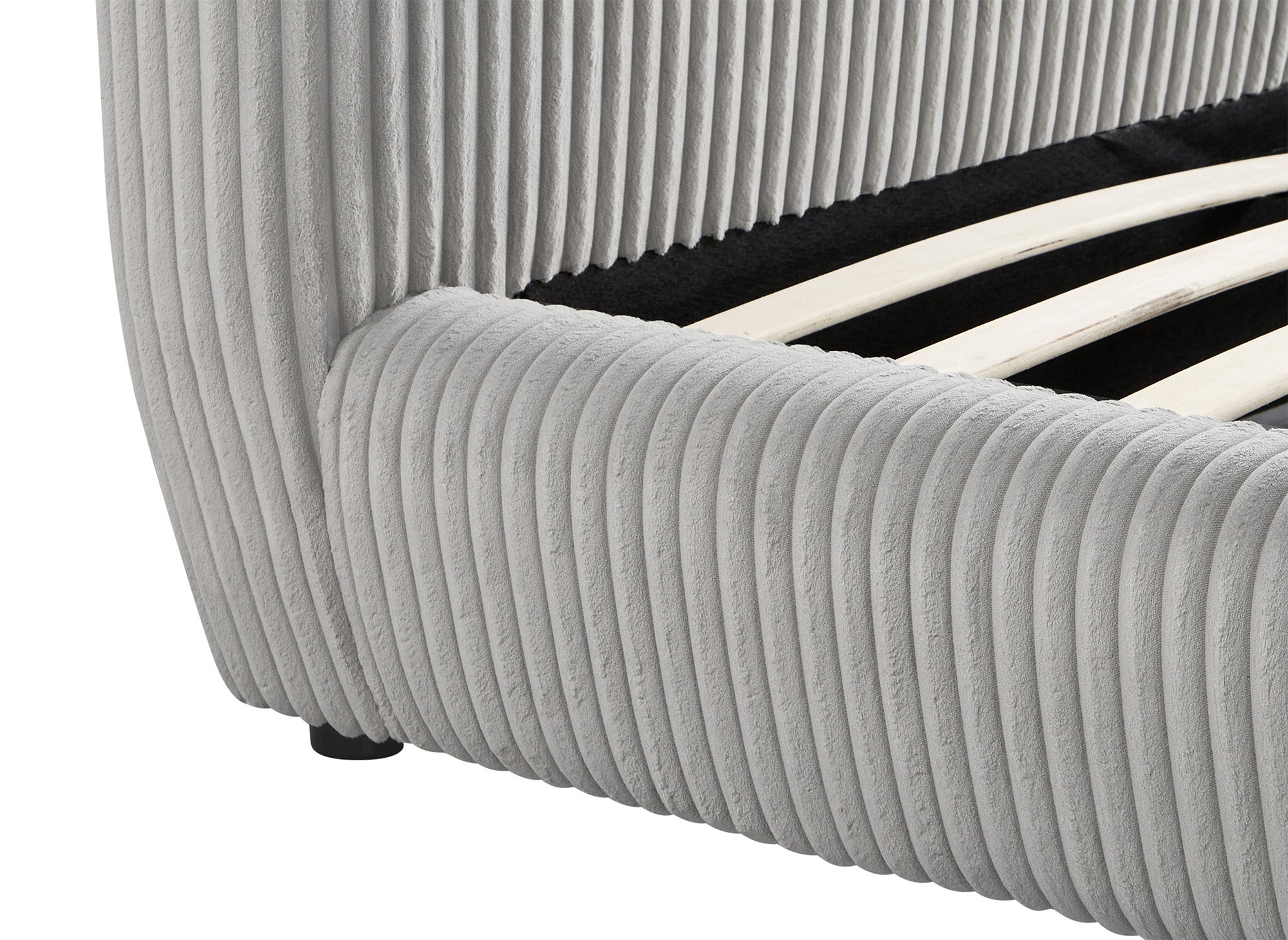 Lit double en velours côtelé épais gris 180x200 cm SARA