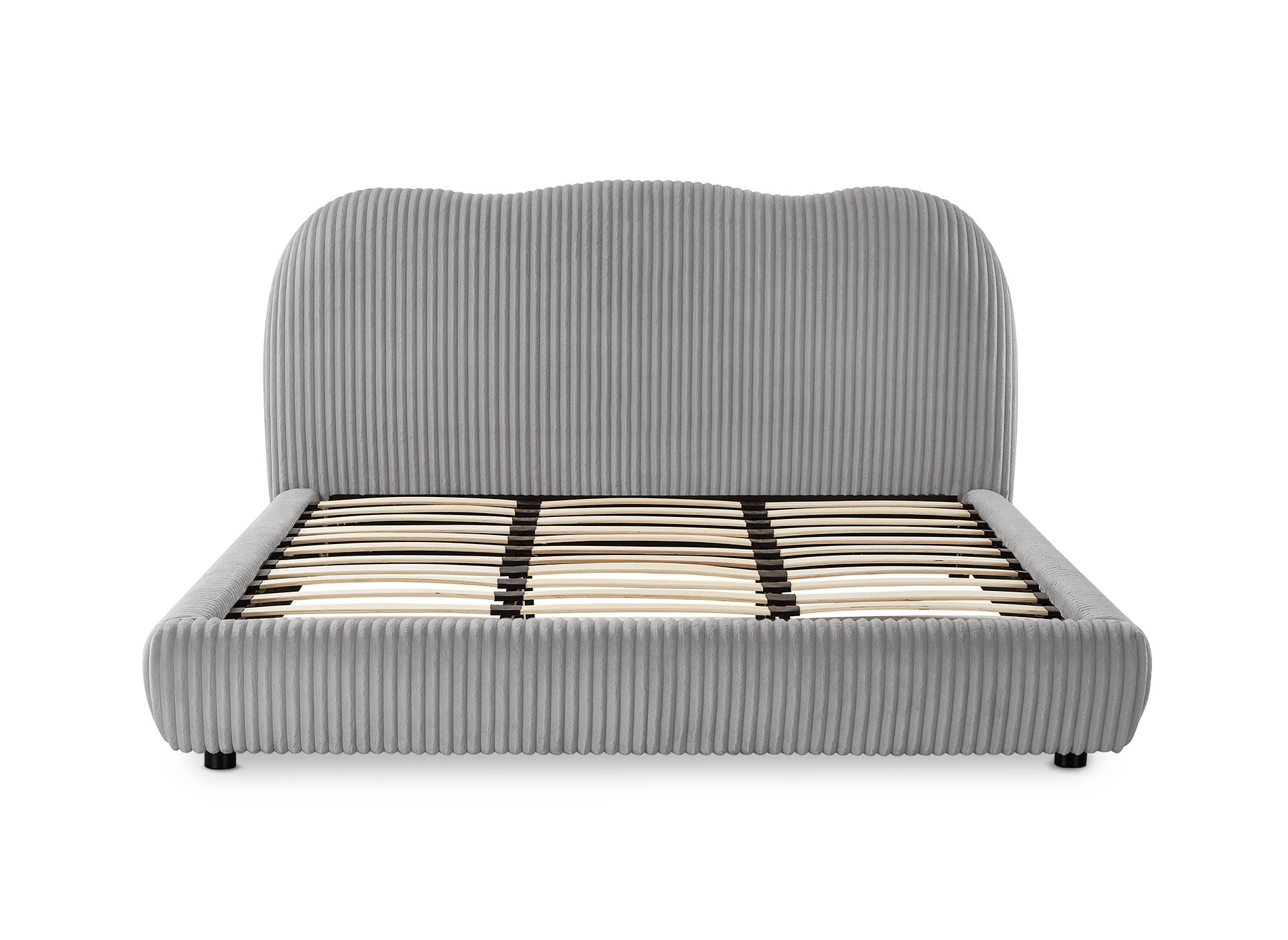 Lit double en velours côtelé épais gris 180x200 cm SARA