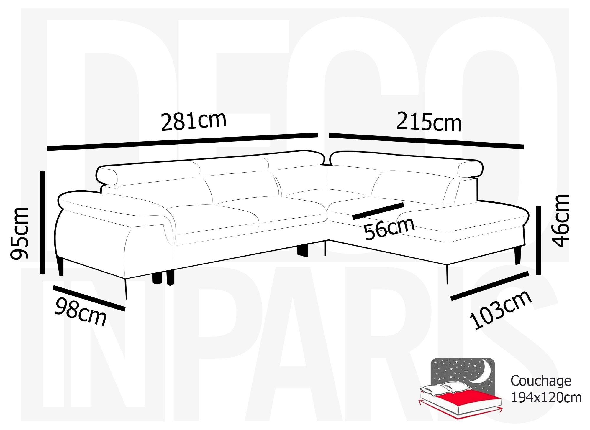 Canapé d'angle convertible avec coffre de rangement en velours gris SWAN - Angle droit