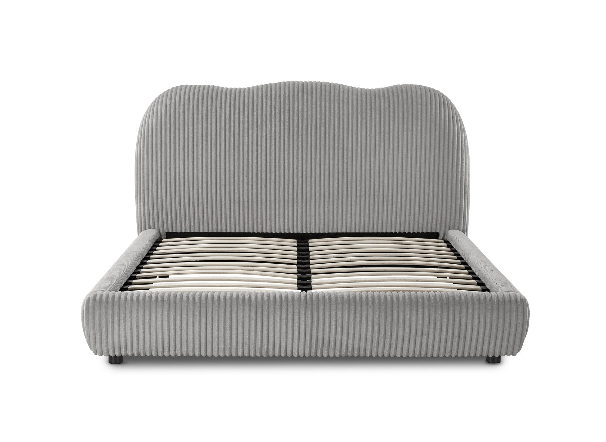 Lit double en velours côtelé épais gris 160x200cm SARA