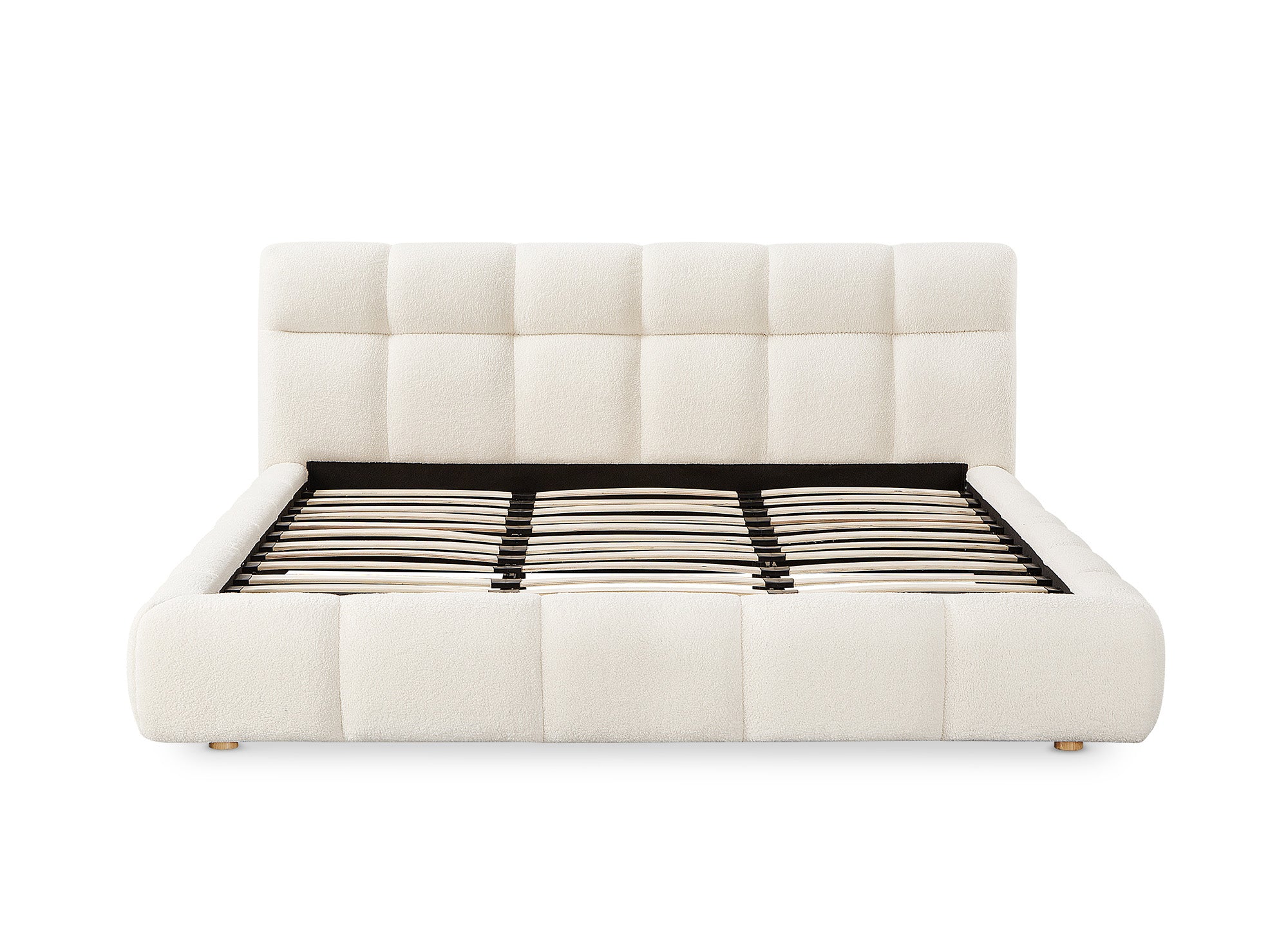 Letto matrimoniale in tessuto French terry ecrù 180x200 cm GEORGINA