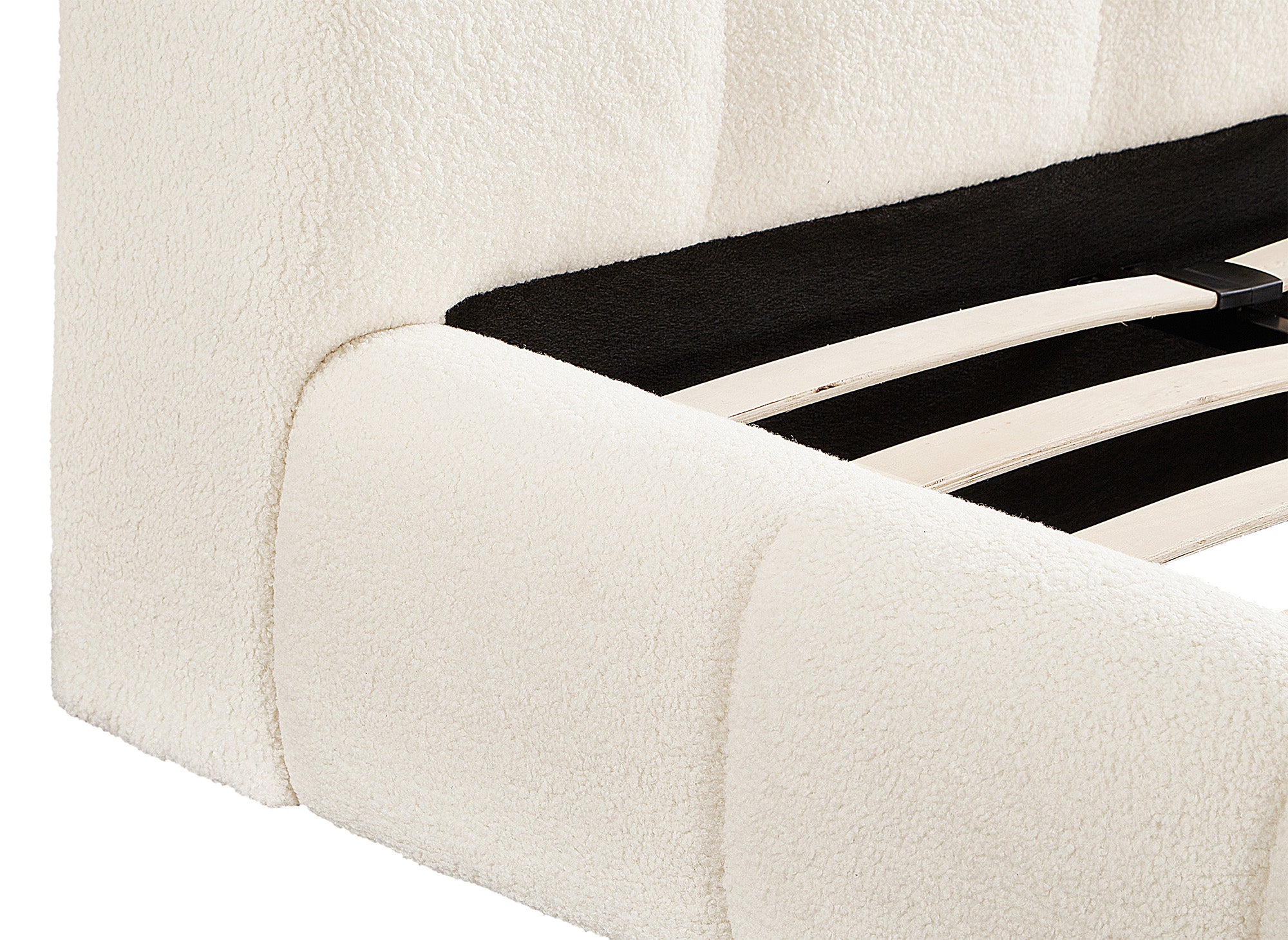 Lit double en tissu bouclette écru 160x200 cm GEORGINA