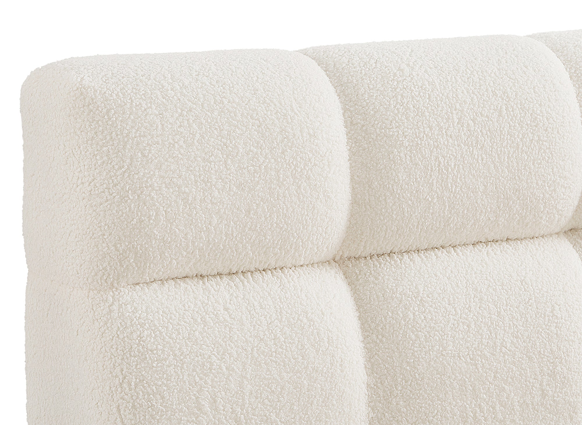 Lit double en tissu bouclette écru 160x200 cm GEORGINA