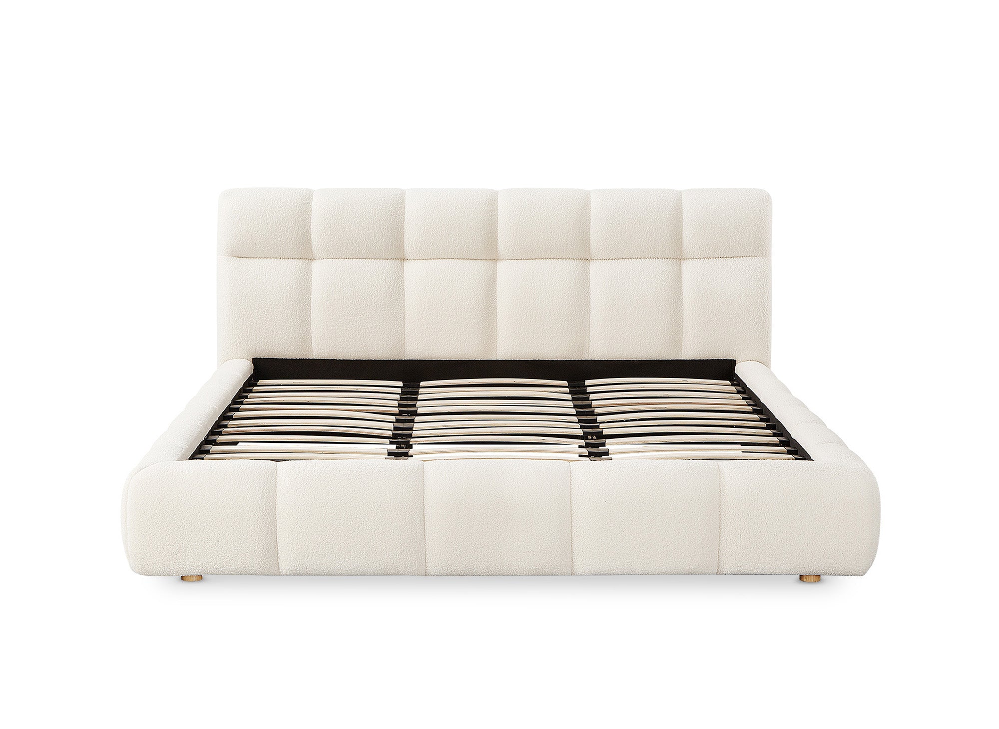 Lit double en tissu bouclette écru 160x200 cm GEORGINA