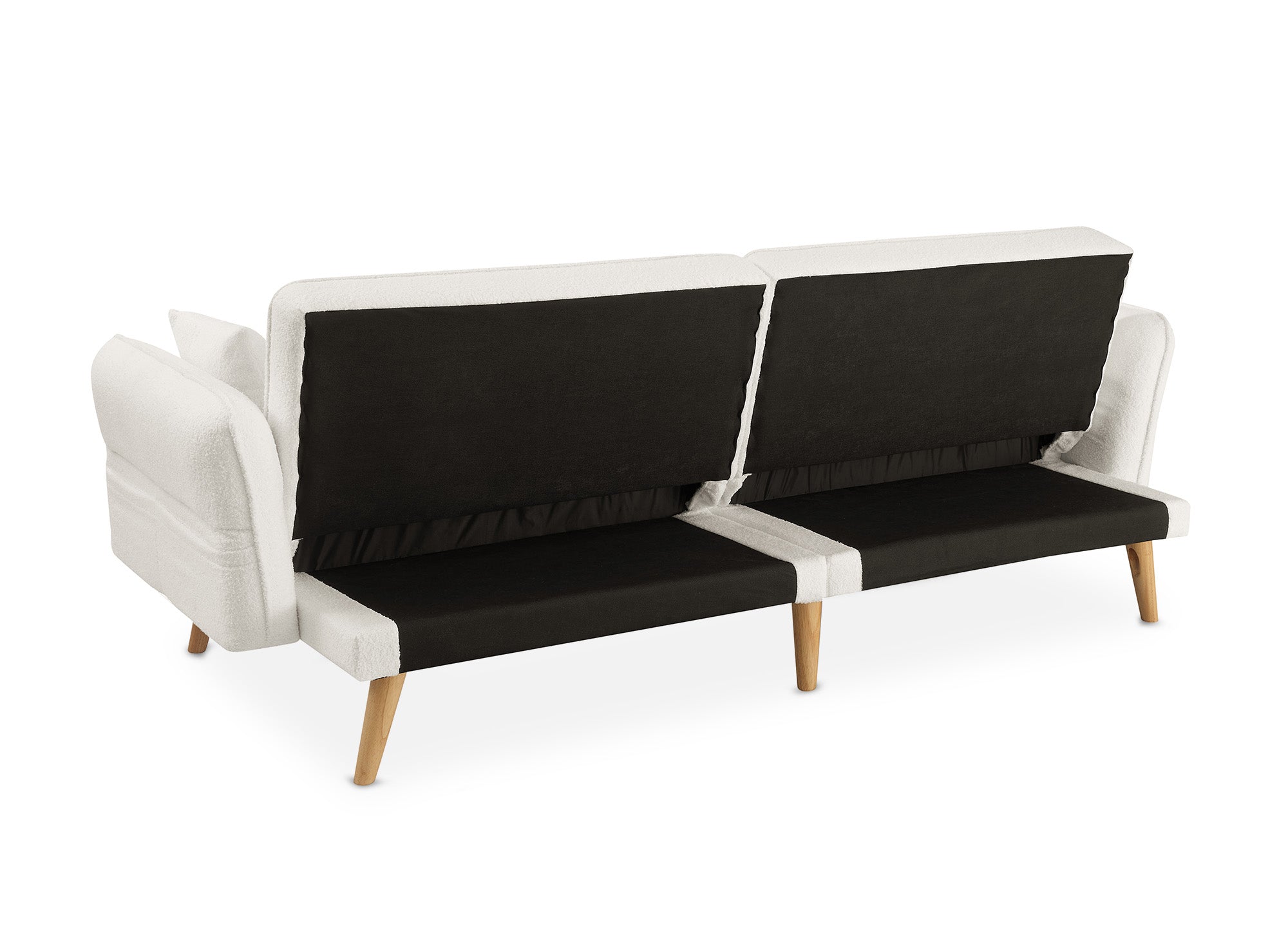 Canapé clic clac 3 places en tissu bouclette blanc écru CHILI