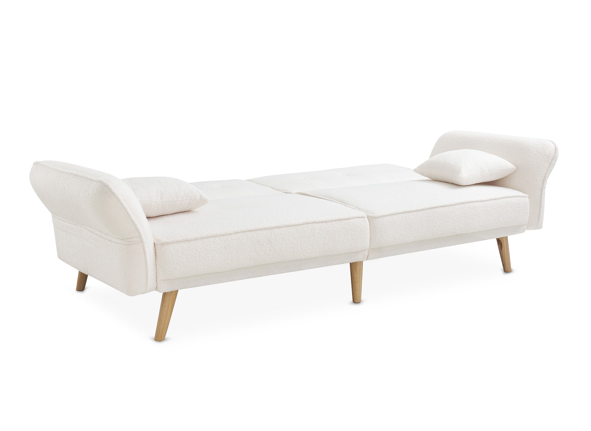 Canapé clic clac 3 places en tissu bouclette blanc écru CHILI