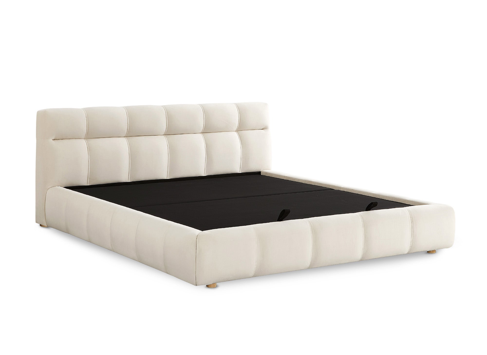 Lit coffre en velours beige 180x200 cm GEORGINA