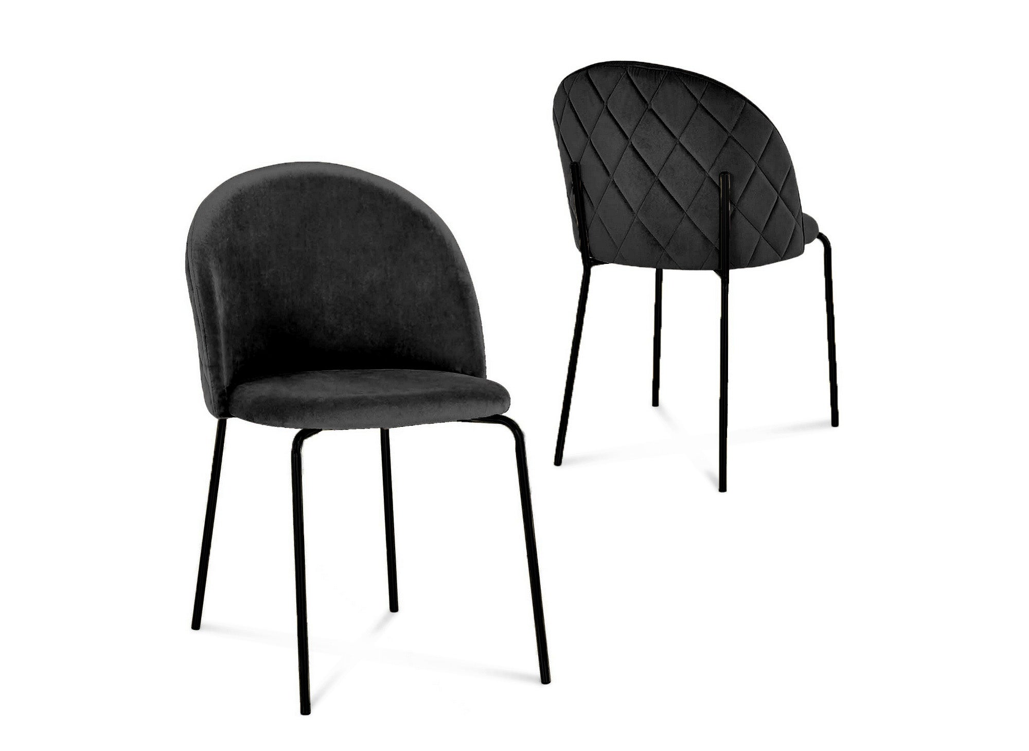 Lot de 2 chaises design en velours noir pieds noirs KENNETH