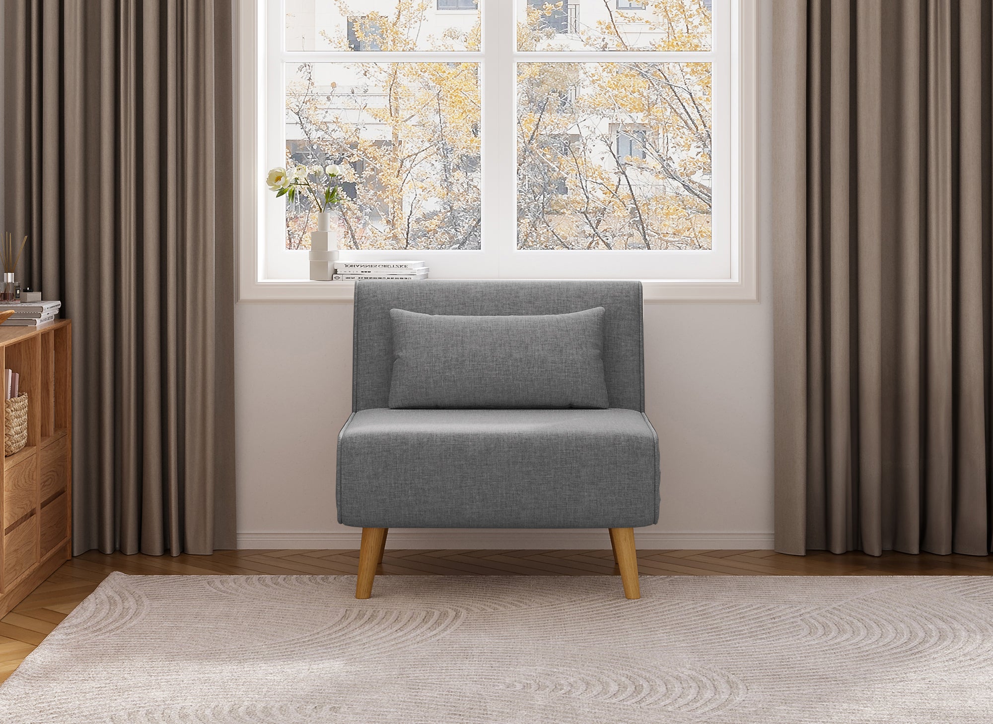 Poltroncina trasformabile in tessuto grigio TONKA