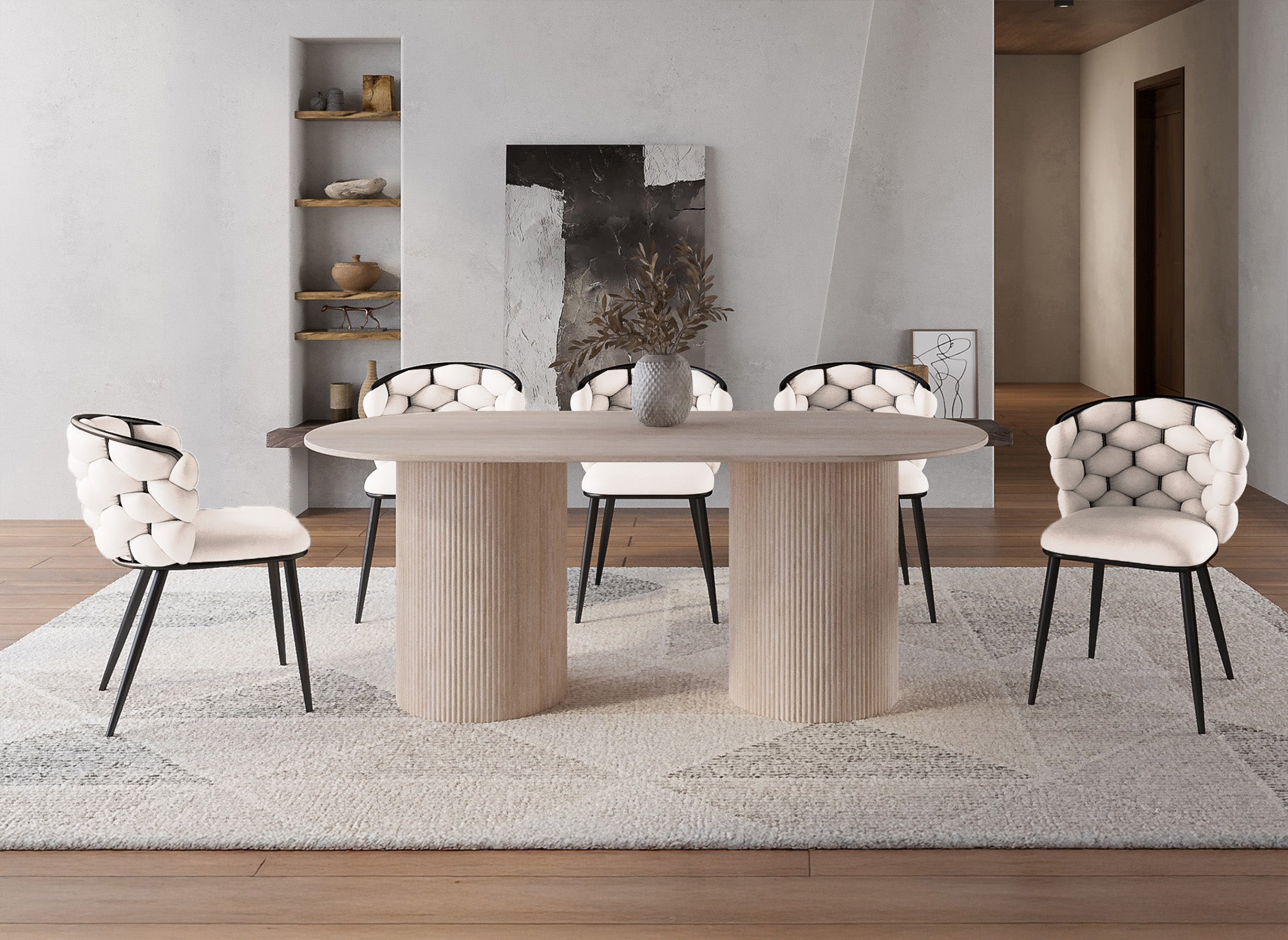 Lot de 2 chaises en velours beige pieds en métal noir CECILE