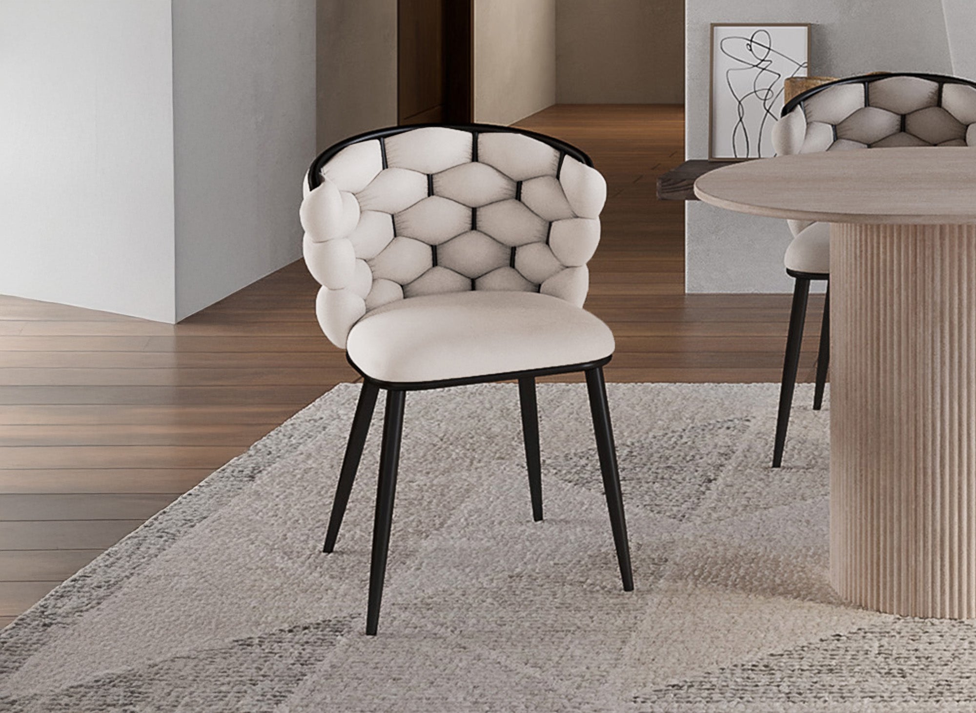 Lot de 2 chaises en velours beige pieds en métal noir CECILE