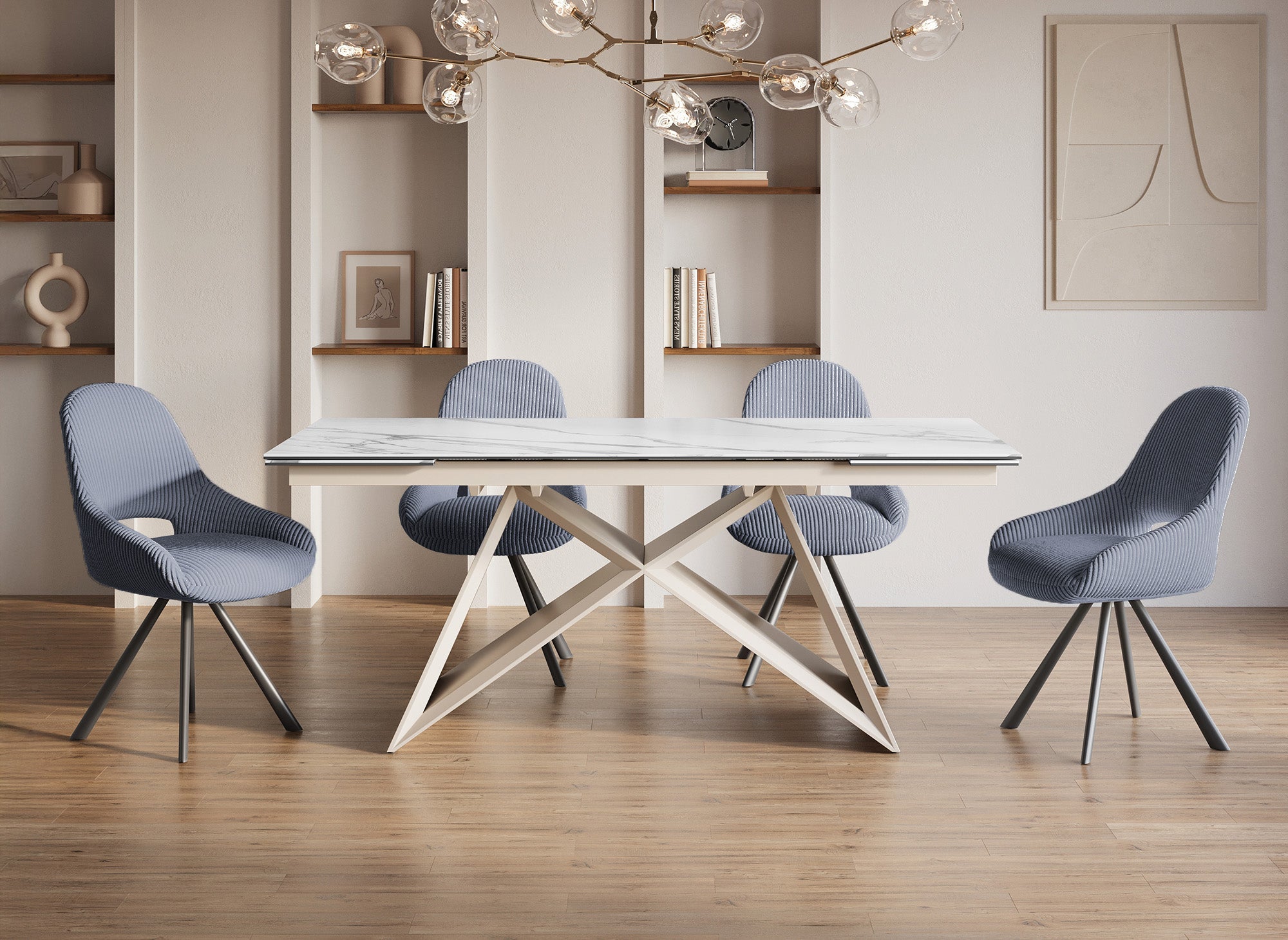 Lot de 2 chaises design en velours côtelé gris SYRA