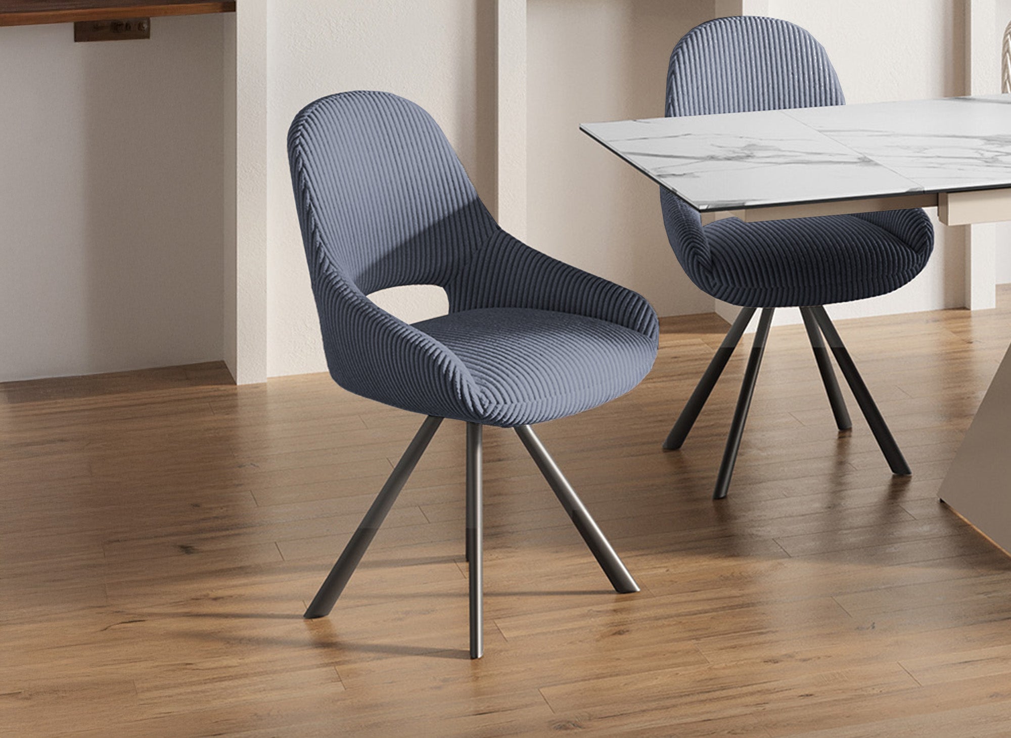Lot de 2 chaises design en velours côtelé gris SYRA