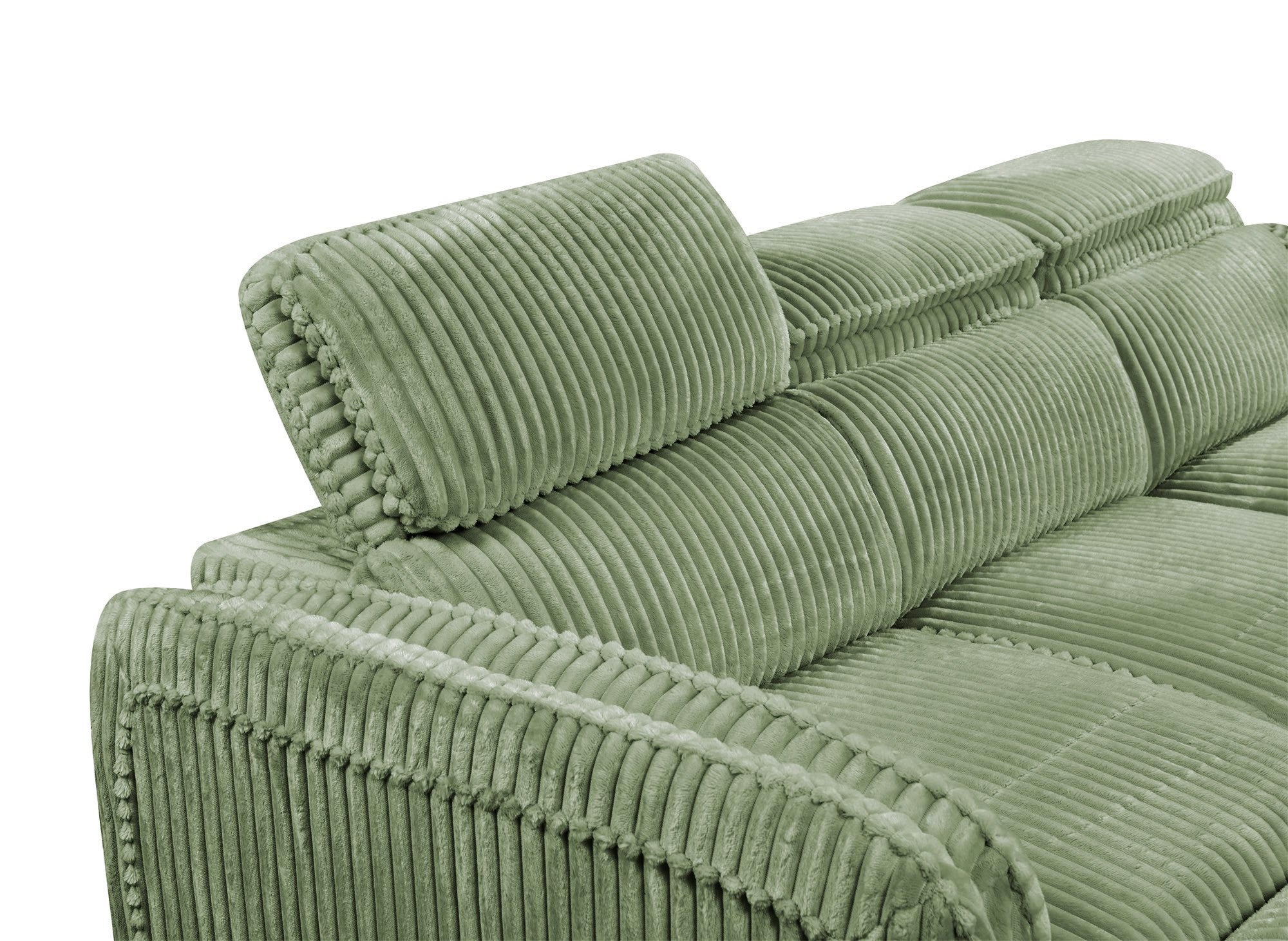 Canapé d'angle convertible en velours côtelé épais vert clair ISABELLA - Angle droit