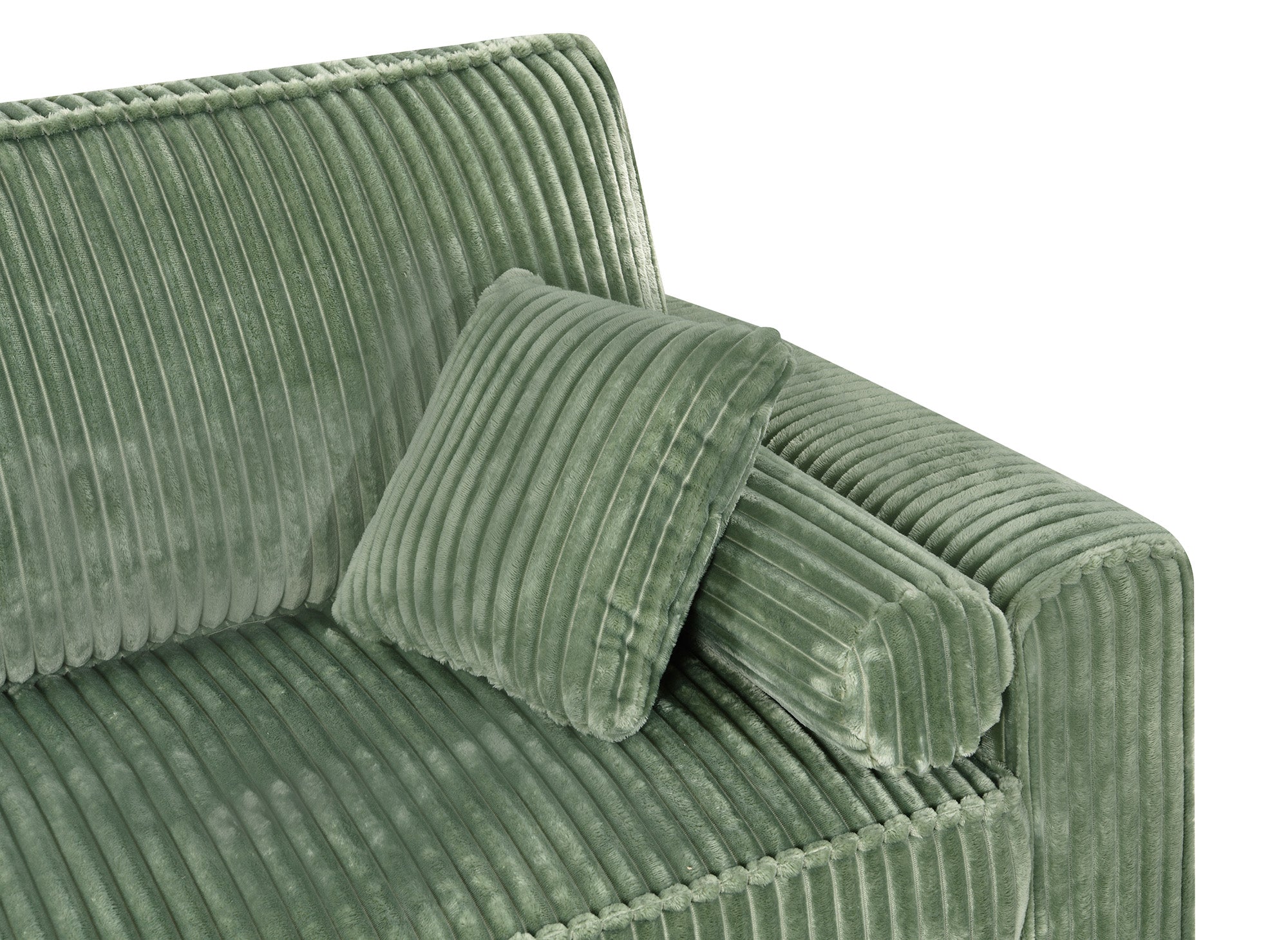 Canapé convertible 3 places en velours côtelé épais vert ALINE