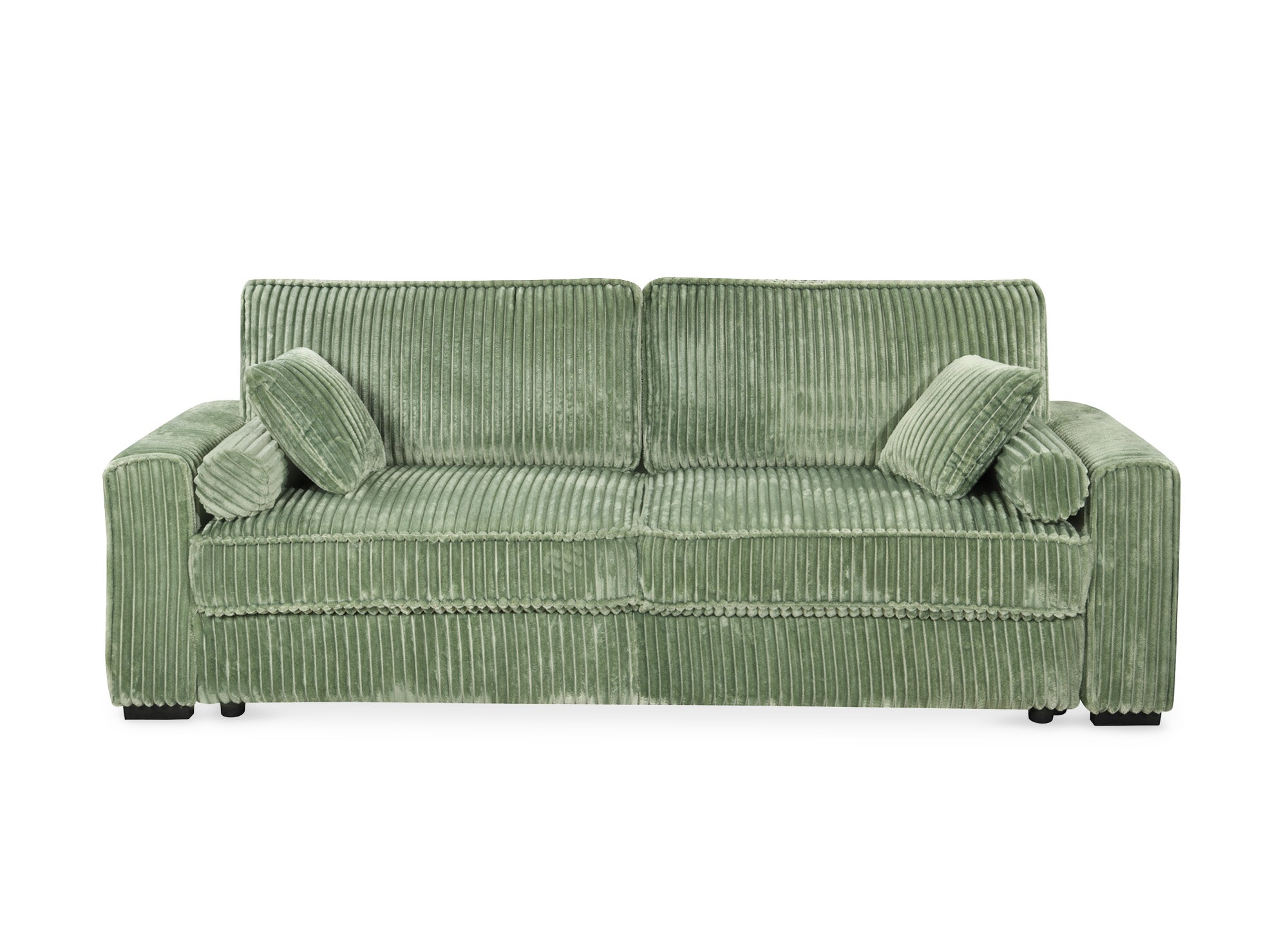 Canapé convertible 3 places en velours côtelé épais vert ALINE