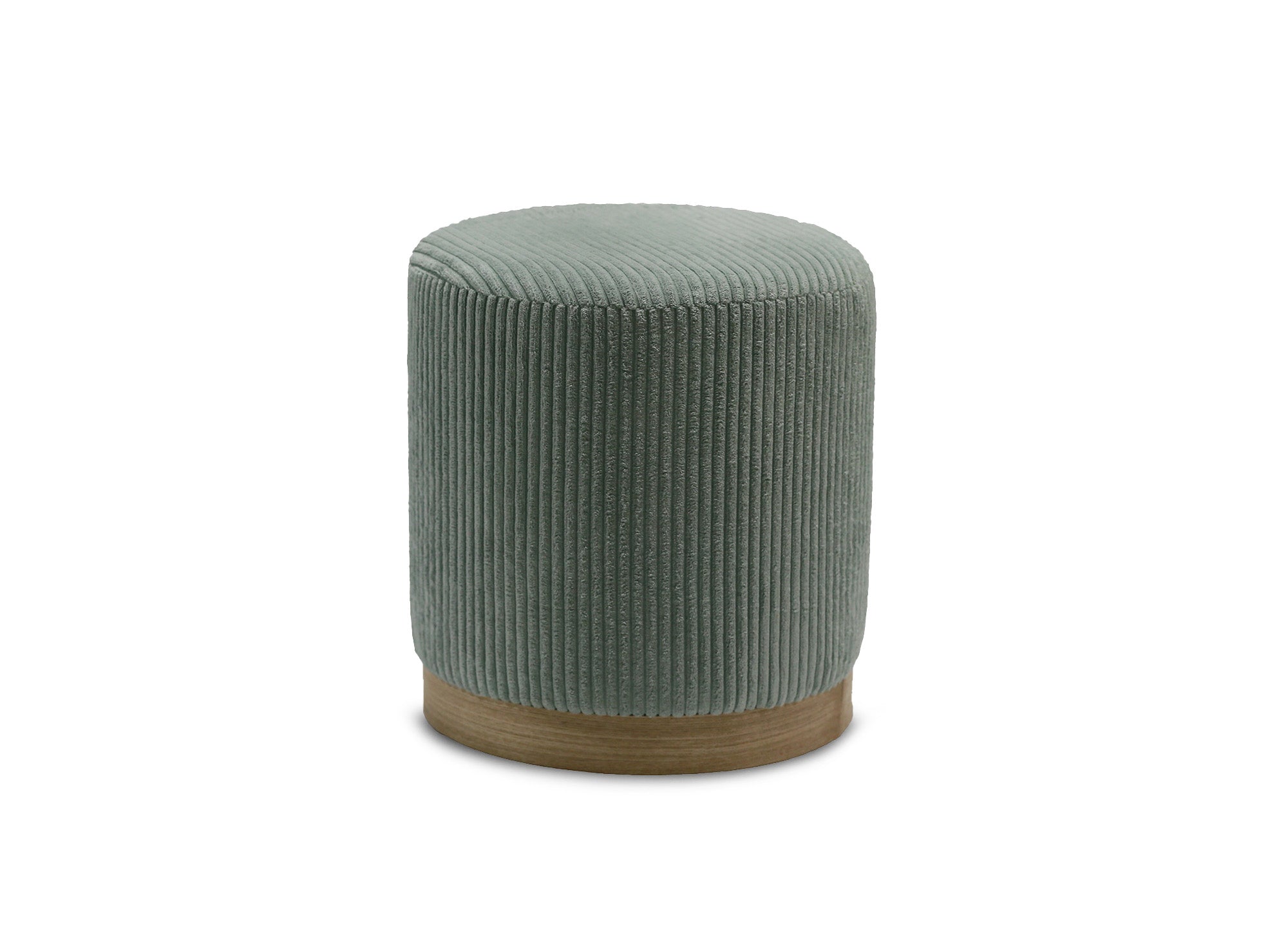 Pouf design en velours côtelé vert d'eau et pied en bois NAORA
