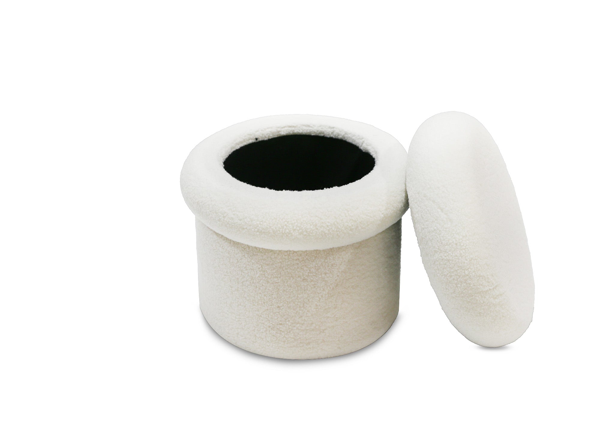 Pouf portaoggetti in tessuto spugna Shera colore écru