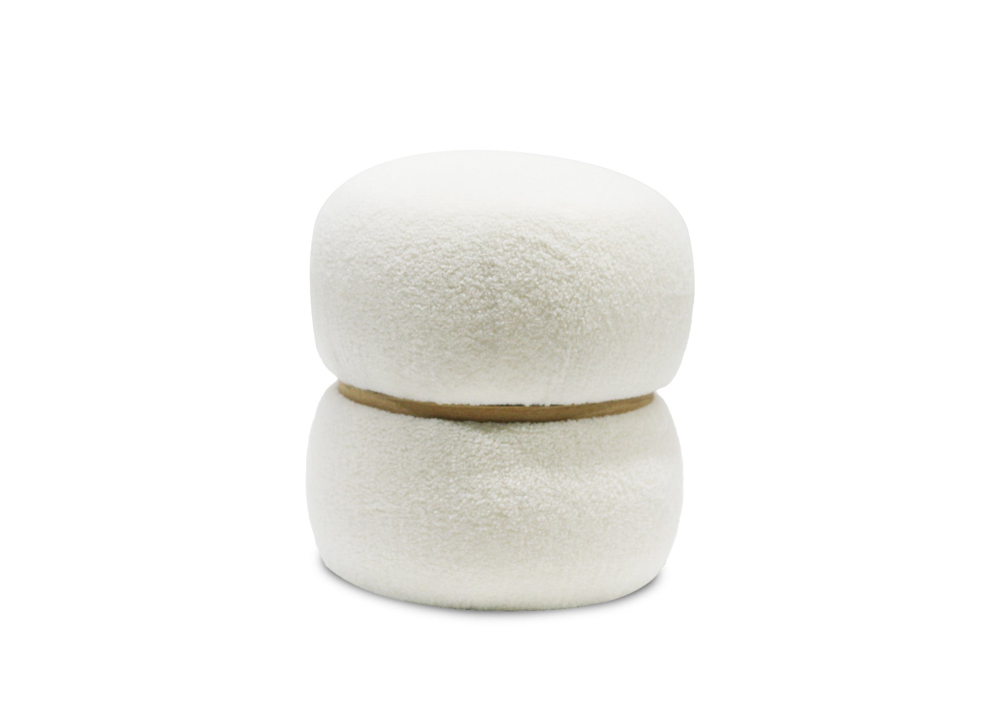 Pouf design en tissu effet peau de mouton blanc écru NESSY