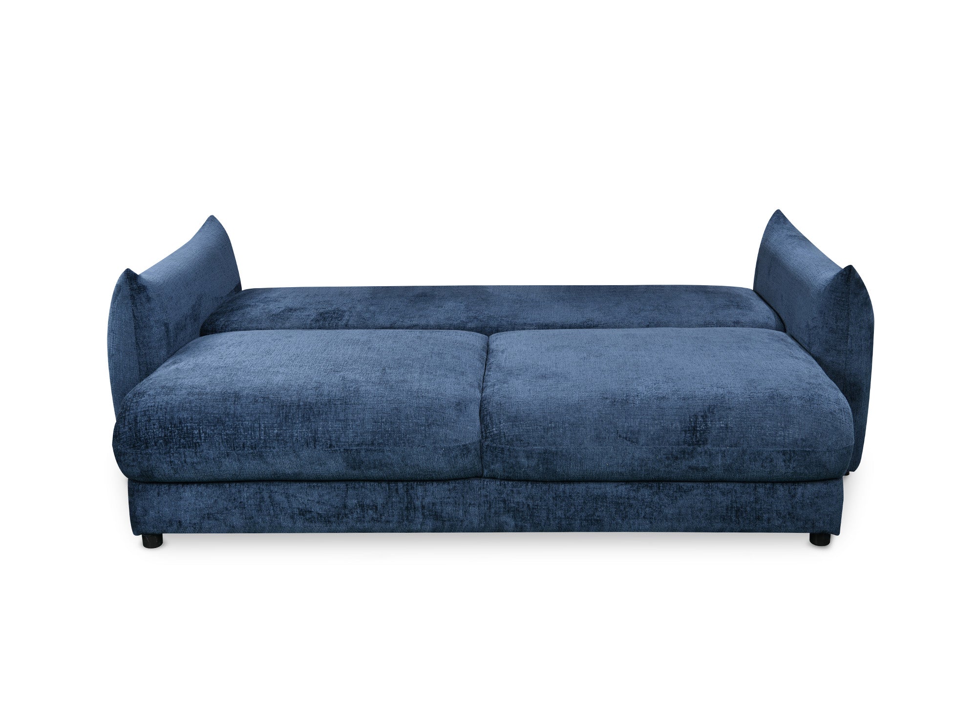 Canapé convertible avec coffre 3 places en velours chiné bleu COLBY