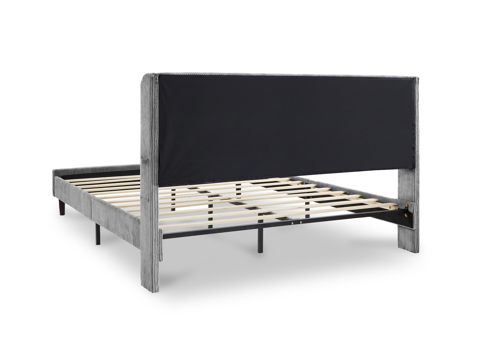 Letto matrimoniale in velluto a coste spesso grigio chiaro 160x200 cm LEVY