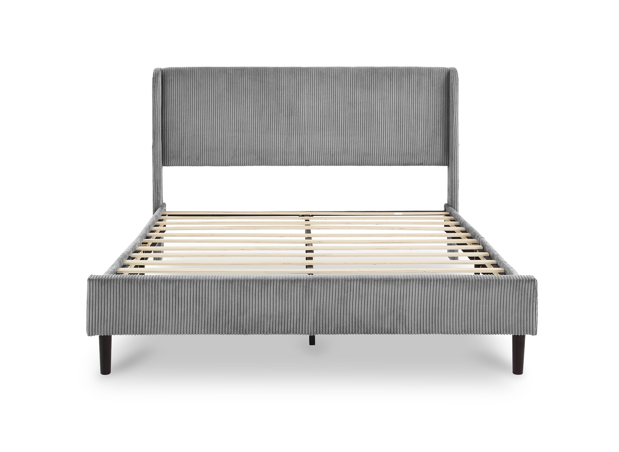 Letto matrimoniale in velluto a coste spesso grigio chiaro 160x200 cm LEVY