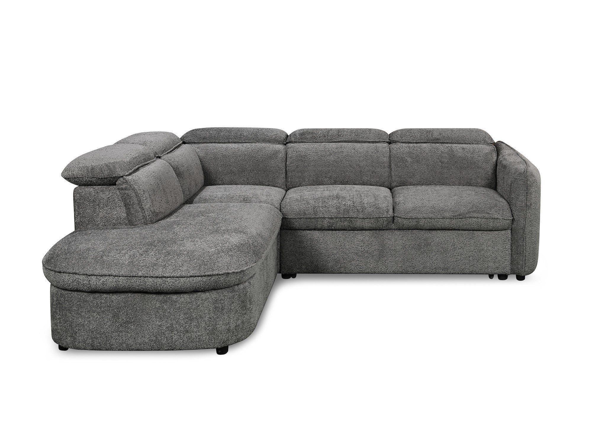 Canapé d'angle convertible avec coffre de rangement en tissu bouclette gris BAYA - angle gauche