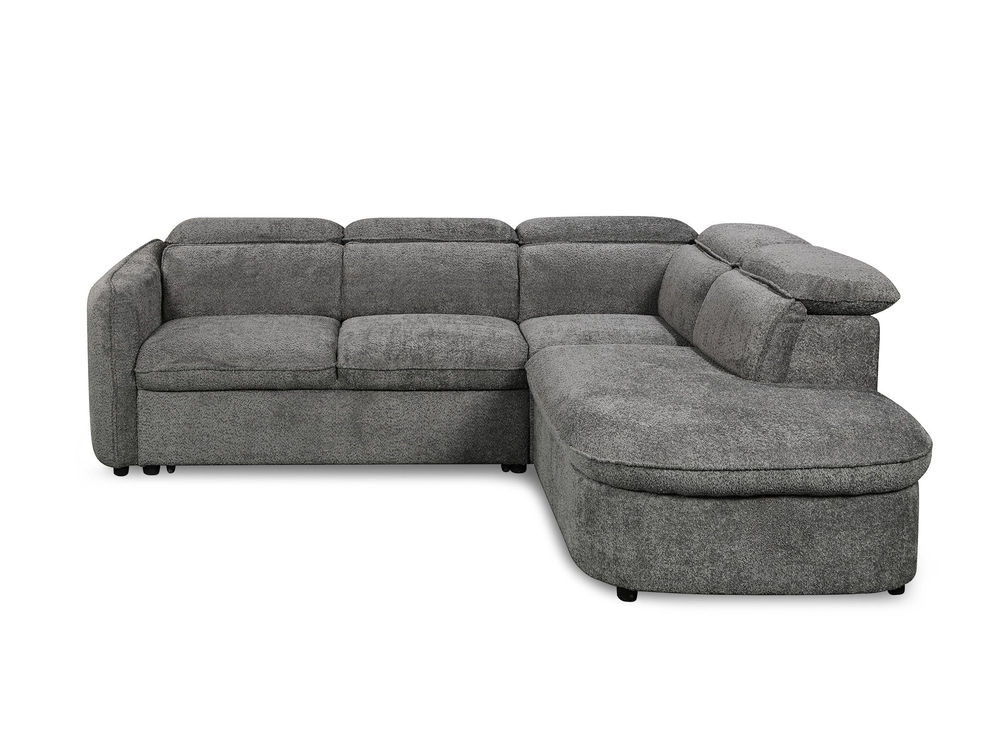 Canapé d'angle convertible avec coffre de rangement en tissu bouclette gris BAYA - angle droit