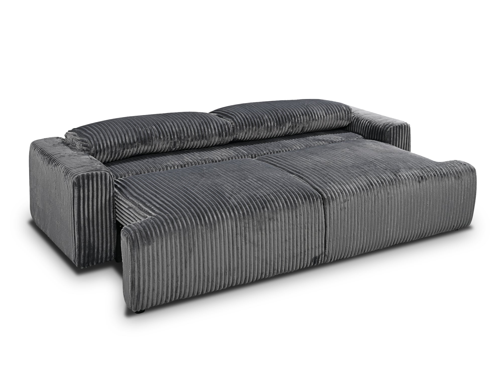 Canapé convertible avec coffre en velours côtelé épais gris MILO