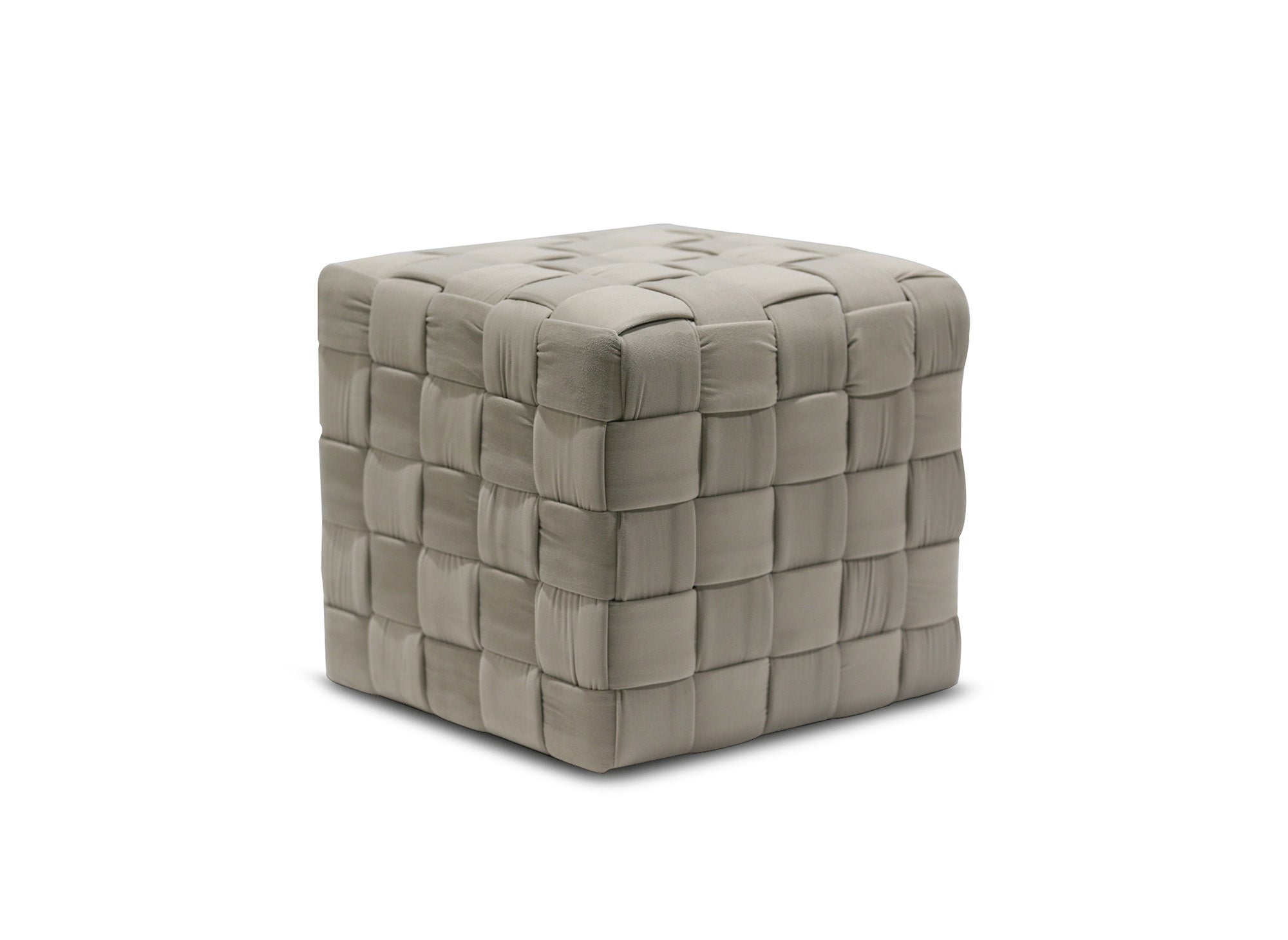 Pouf carré en velours taupe tressé MALEK